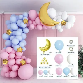 119PCs Moon Blue Pink Set Birthday Party Wedding Decoration