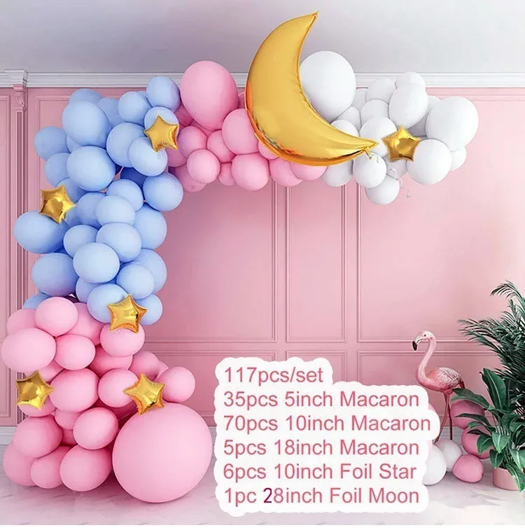 119PCs Moon Blue Pink Set Birthday Party Wedding Decoration