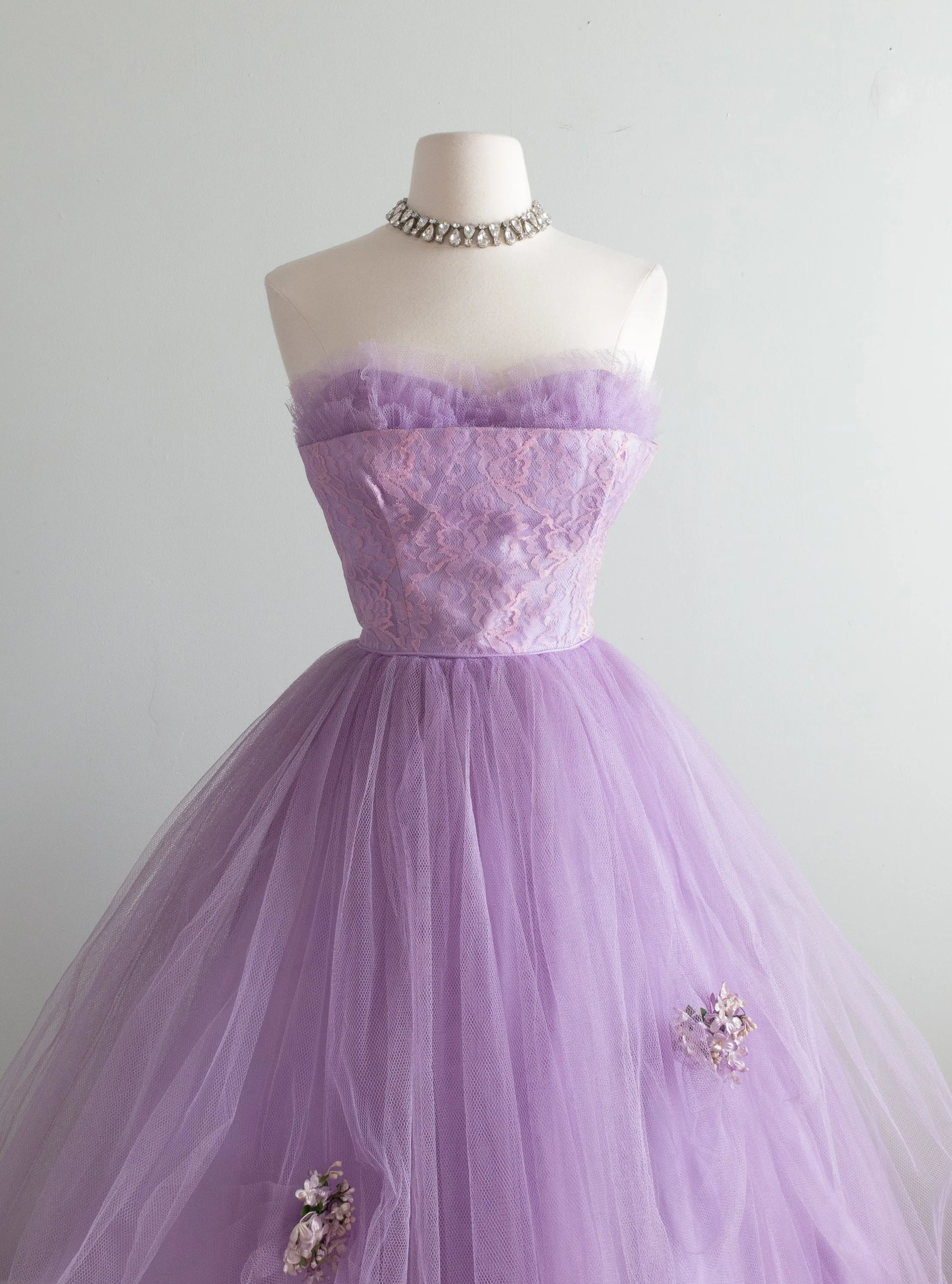 1950's Lavender Haze Strapless Sweetheart Prom Dress / XS