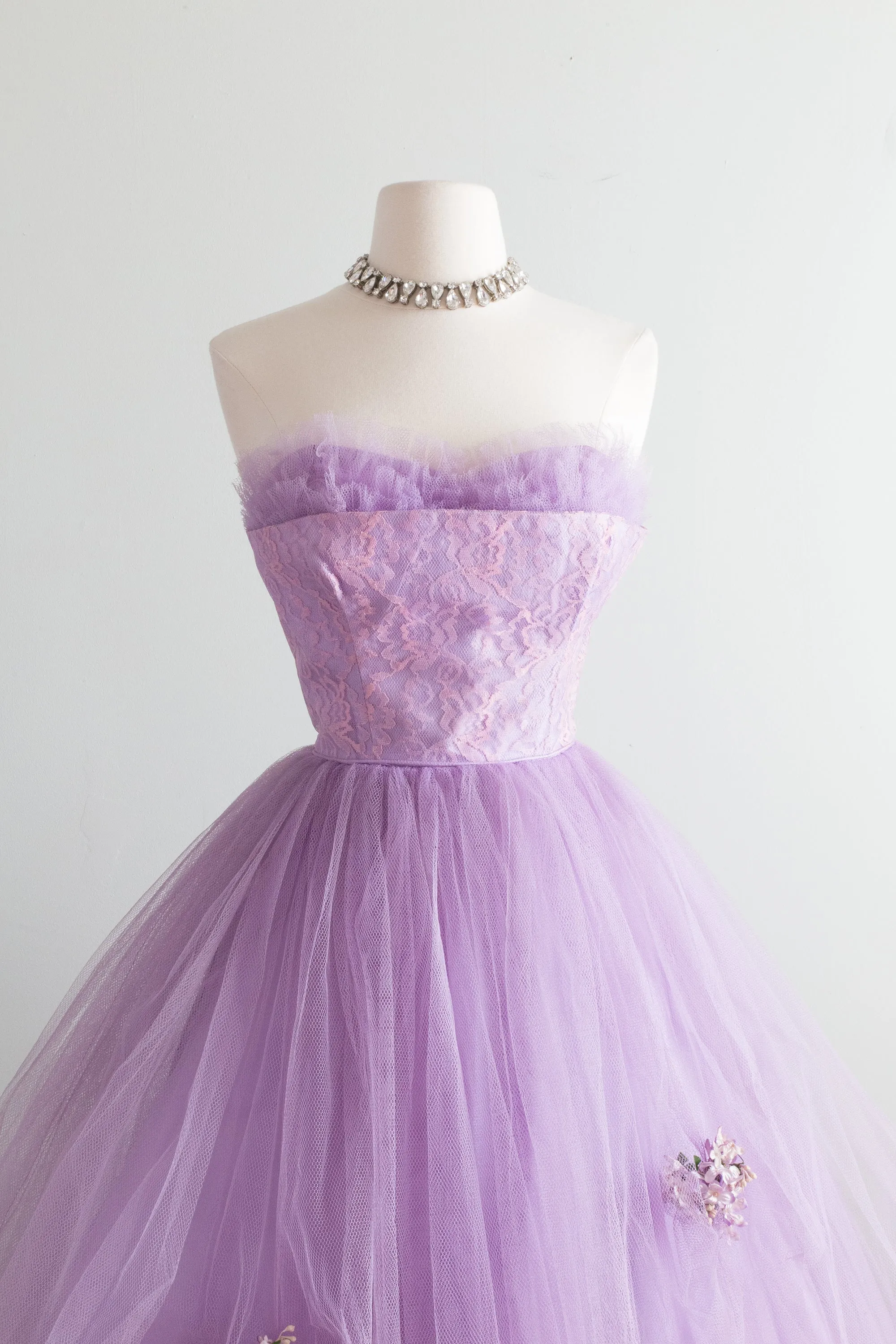 1950's Lavender Haze Strapless Sweetheart Prom Dress / XS