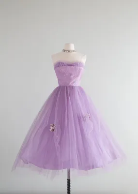 1950's Lavender Haze Strapless Sweetheart Prom Dress / XS