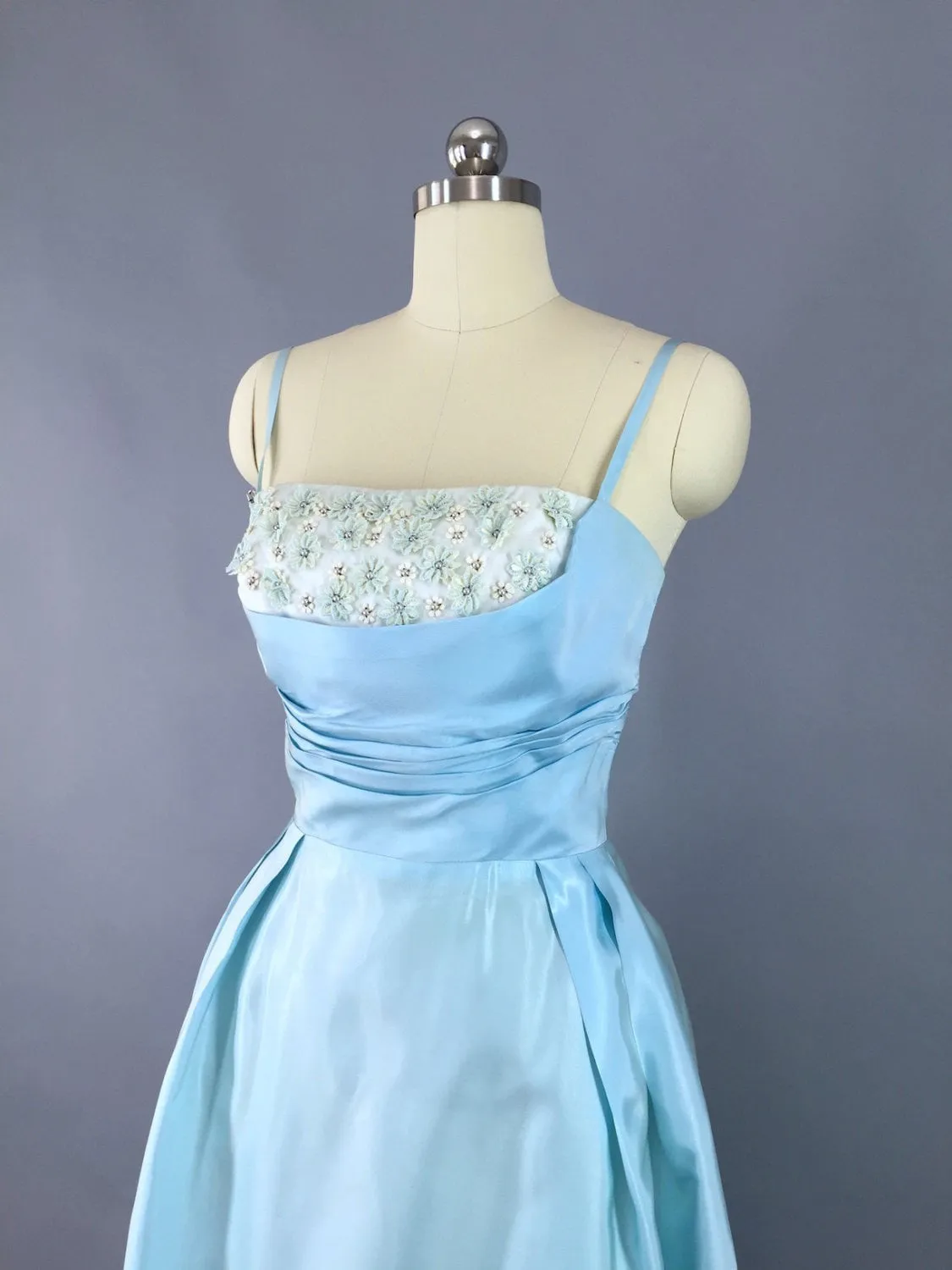 1950s Vintage Sky Blue Party Dress