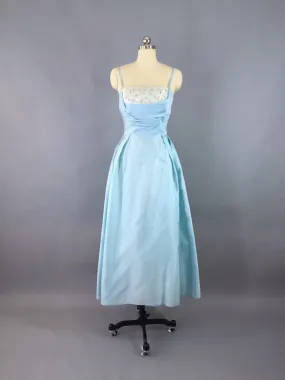 1950s Vintage Sky Blue Party Dress