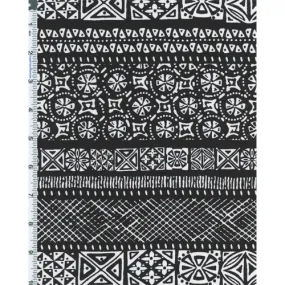 2 YD PC-Black/White Tribal Challis Fabric