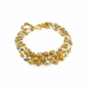 22K Multi Tone Gold Bracelet W/ Three Strands & Bead-Ball Accents