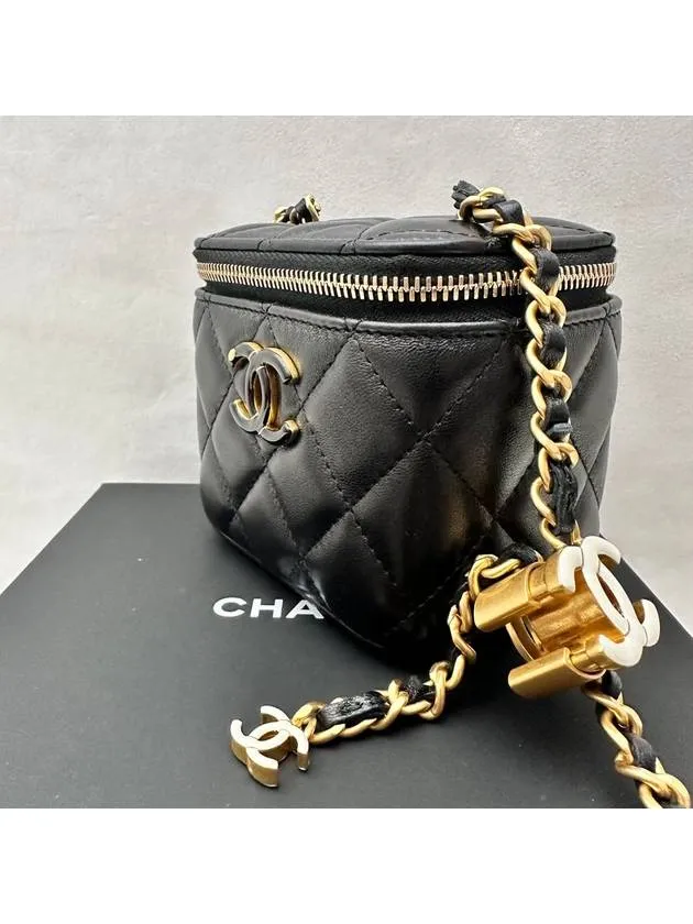 24 Years Women s Vanity Mini Bag Cross Chain Adjustable Black Gold LUX2407021