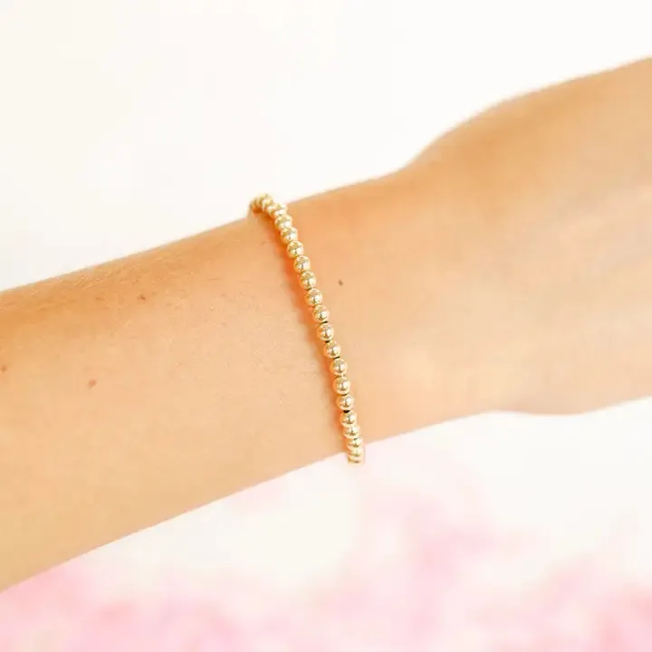 4mm Gold Beaded Bracelet