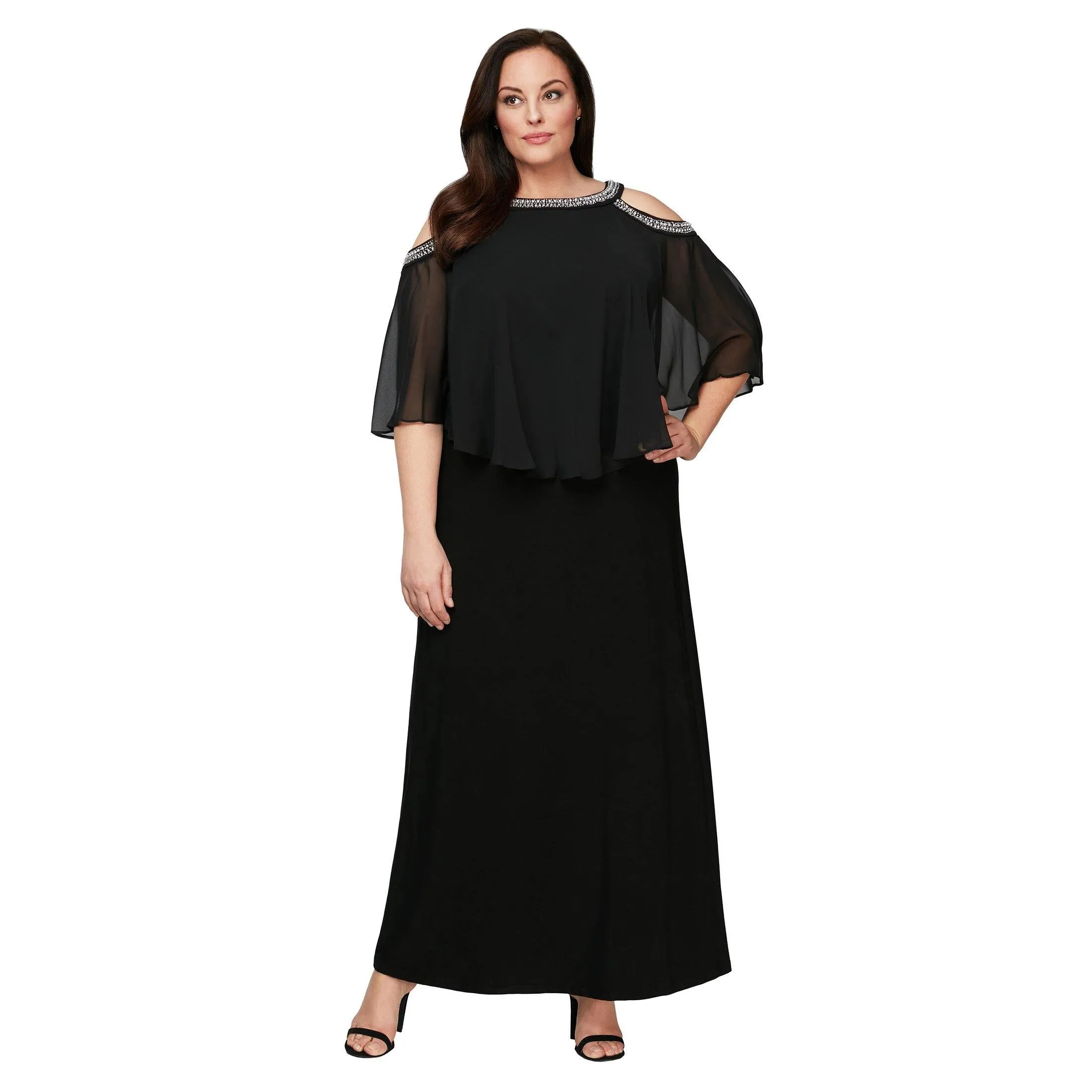 Alex Evenings AE4351319 Plus Size Long Capelet Dress