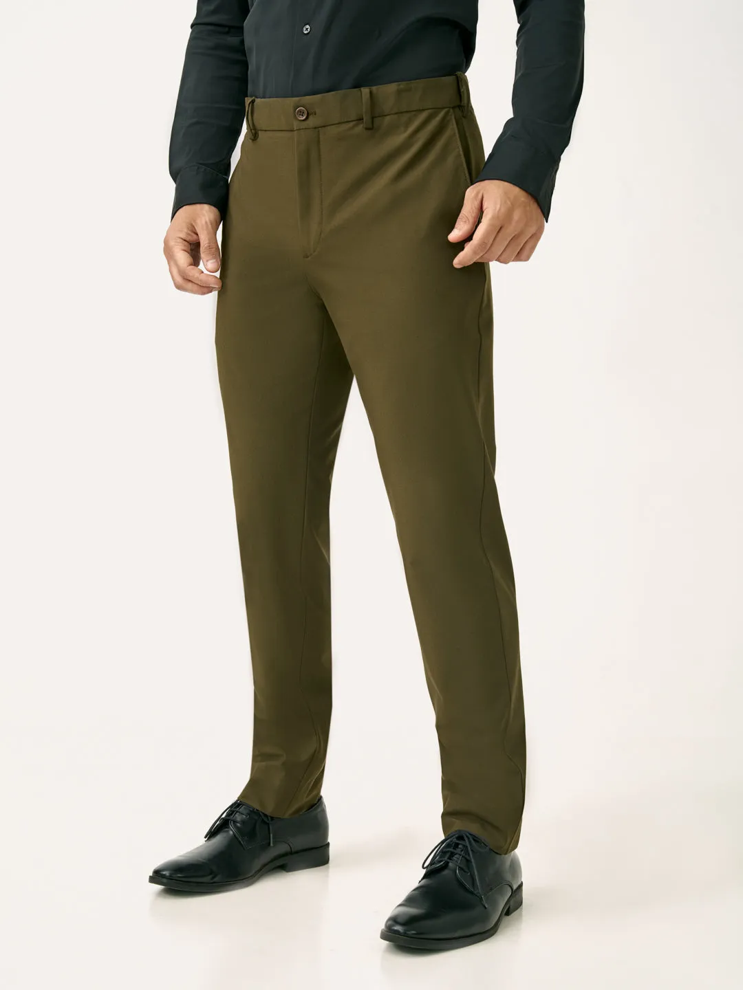 Always Olive Slim Fit Stretch Formal Pants