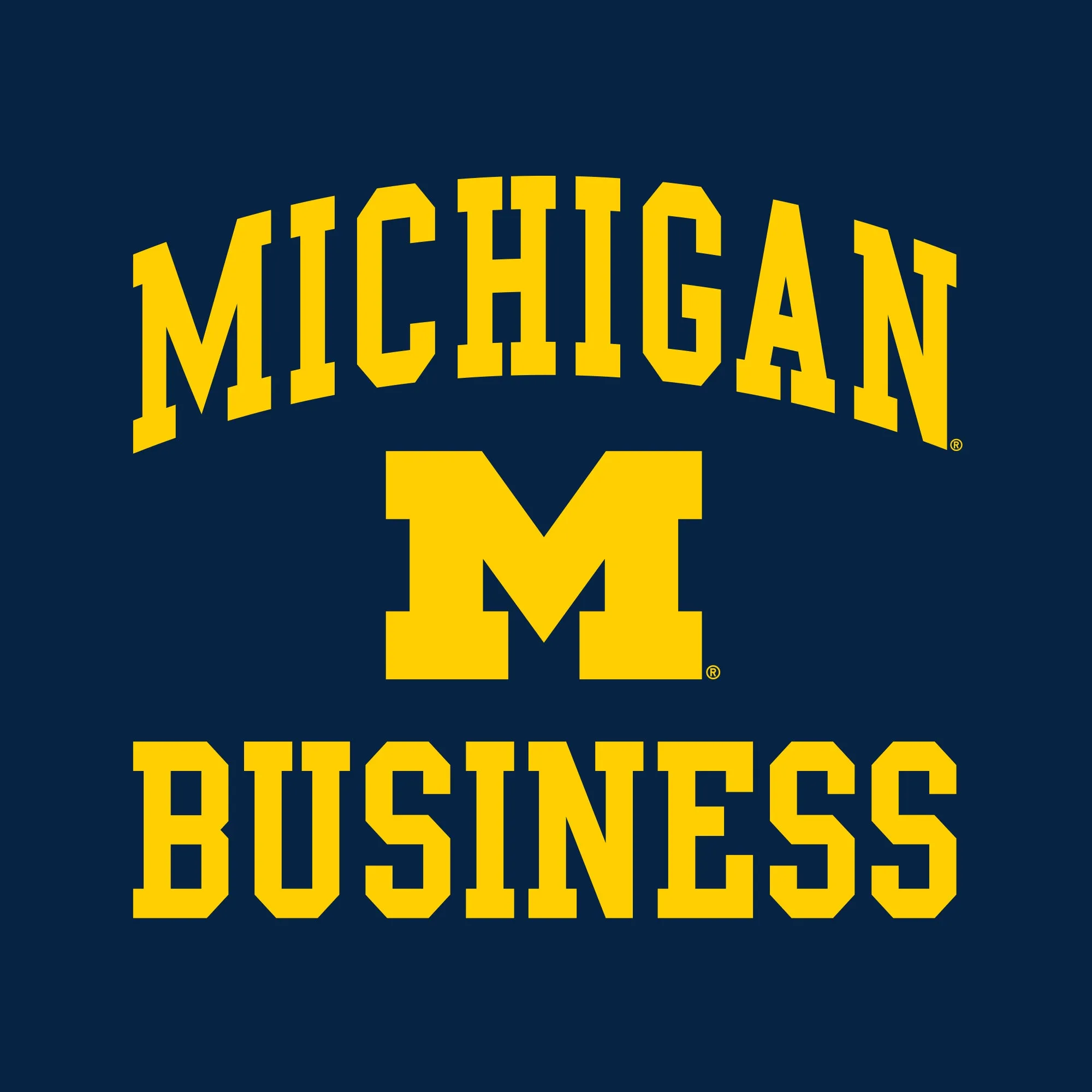 Arch Logo Business University of Michigan Basic Cotton Short Sleeve T-Shirt - Navy