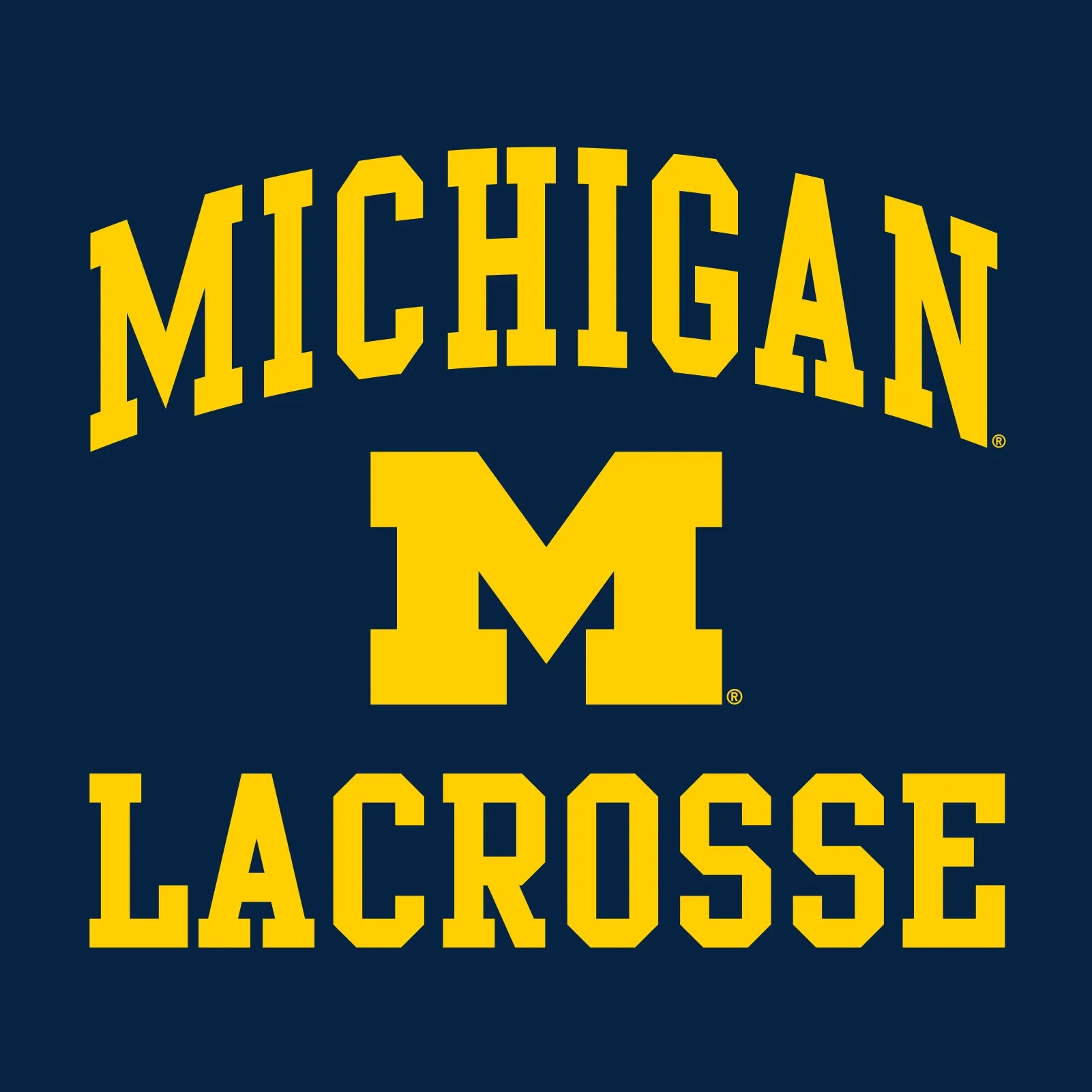 Arch Logo Lacrosse University of Michigan Basic Cotton Short Sleeve T Shirt - Navy