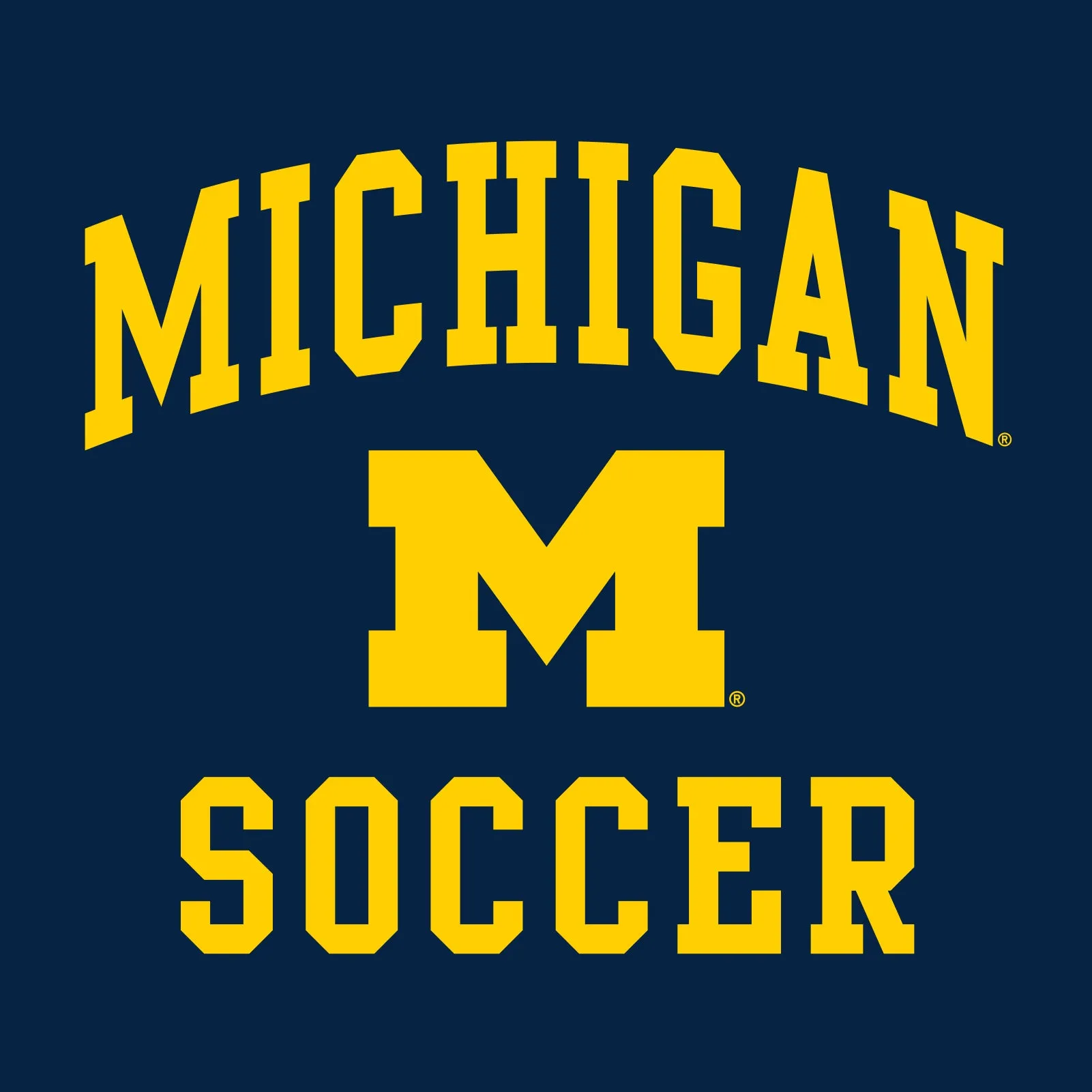 Arch Logo Soccer University of Michigan Basic Cotton Short Sleeve T Shirt - Navy