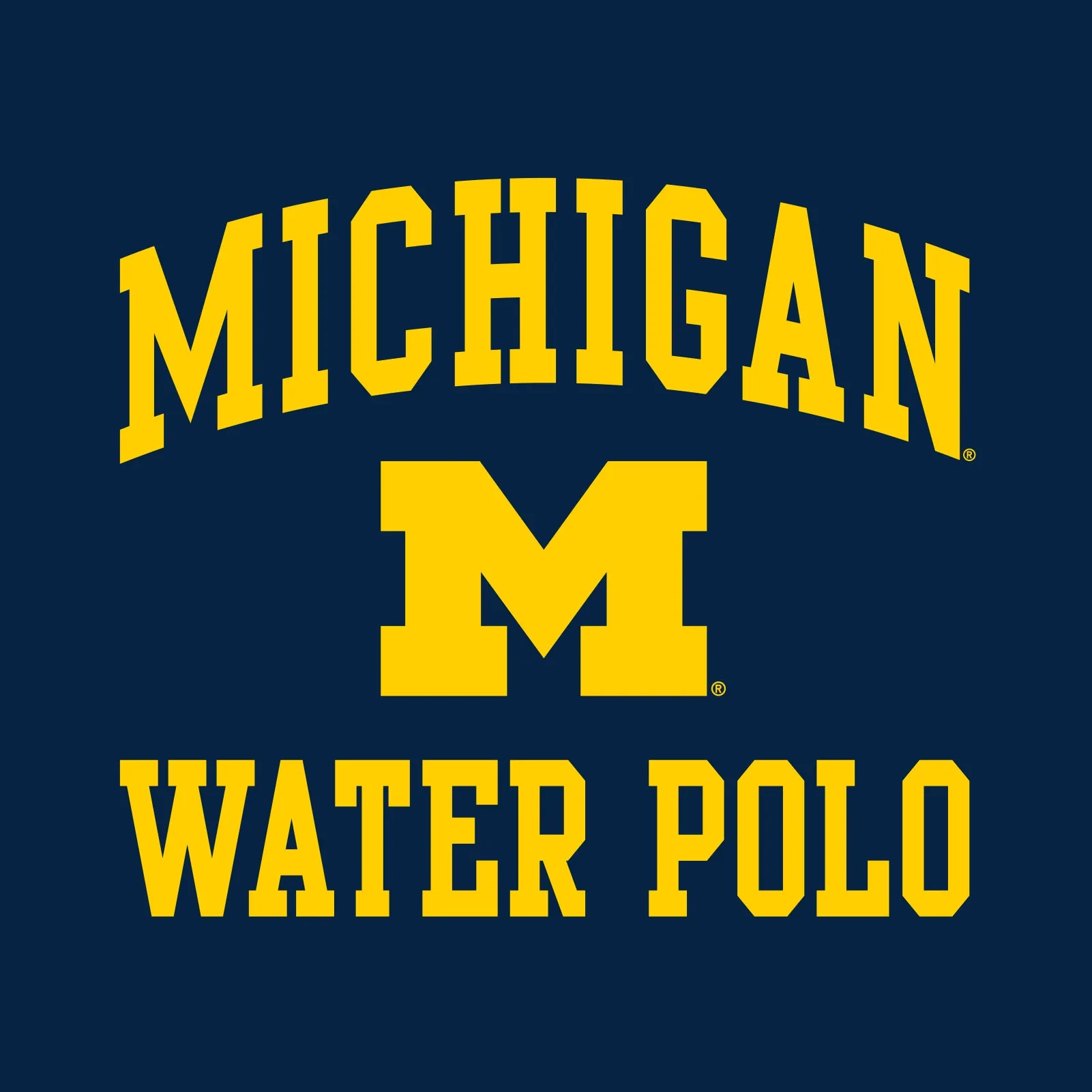 Arch Logo Water Polo University of Michigan Basic Cotton Short Sleeve T Shirt - Navy