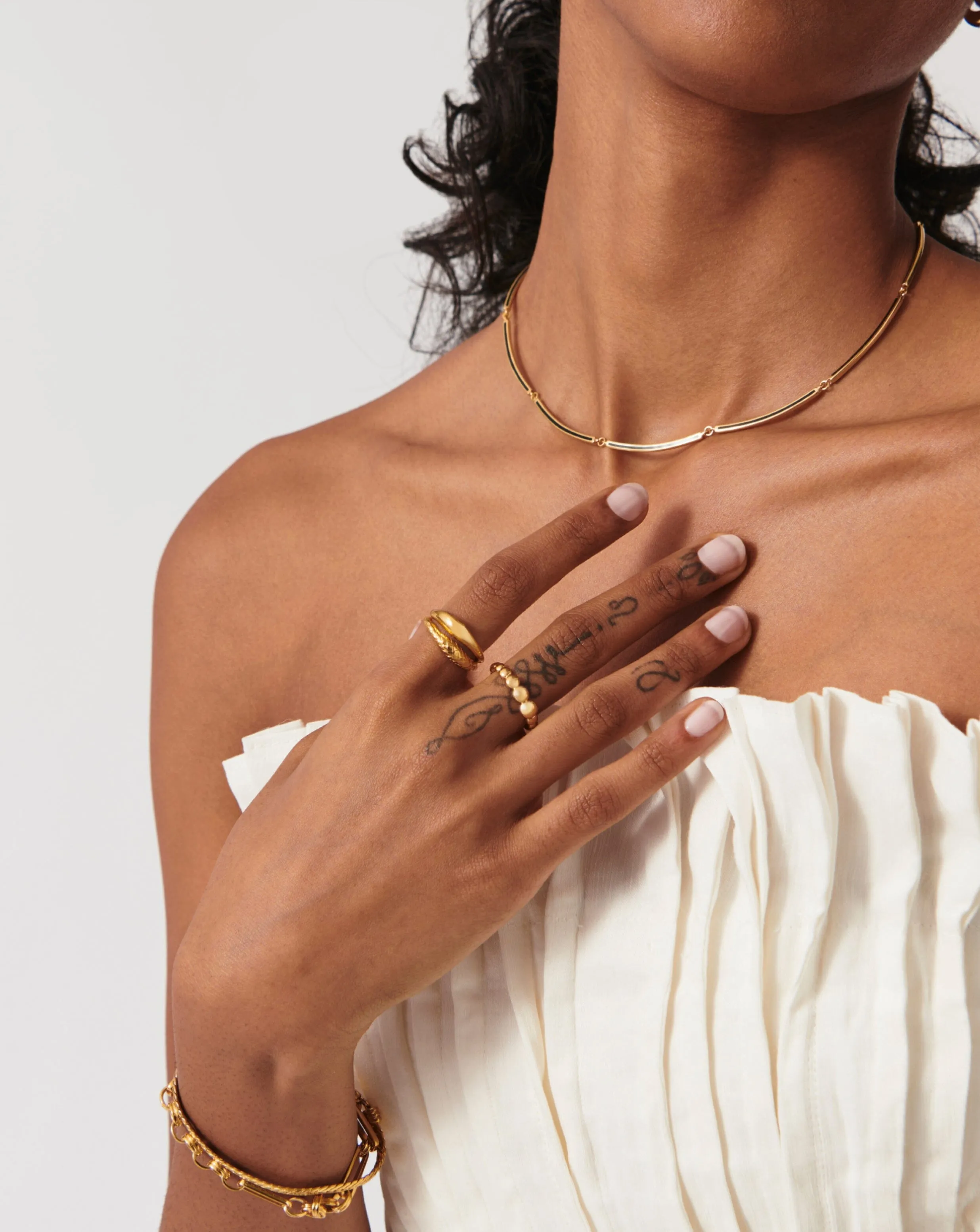 Articulated Beaded Stacking Ring | 18ct Gold Plated Vermeil