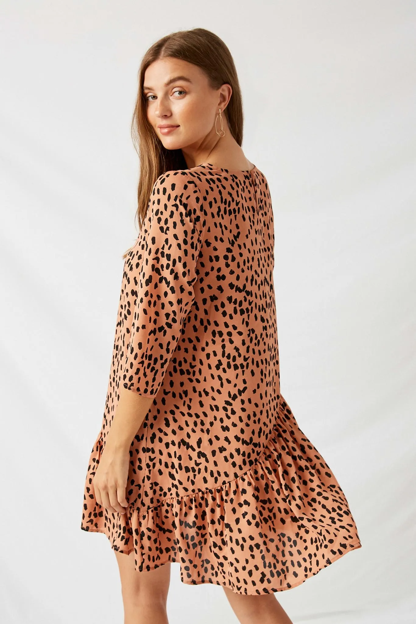 Asymmetrical Dotted Swing Dress