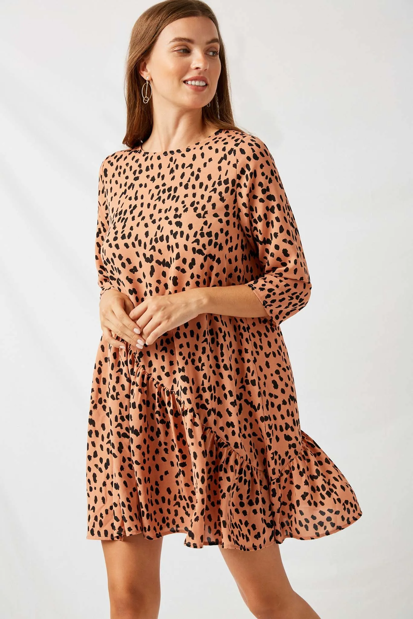 Asymmetrical Dotted Swing Dress