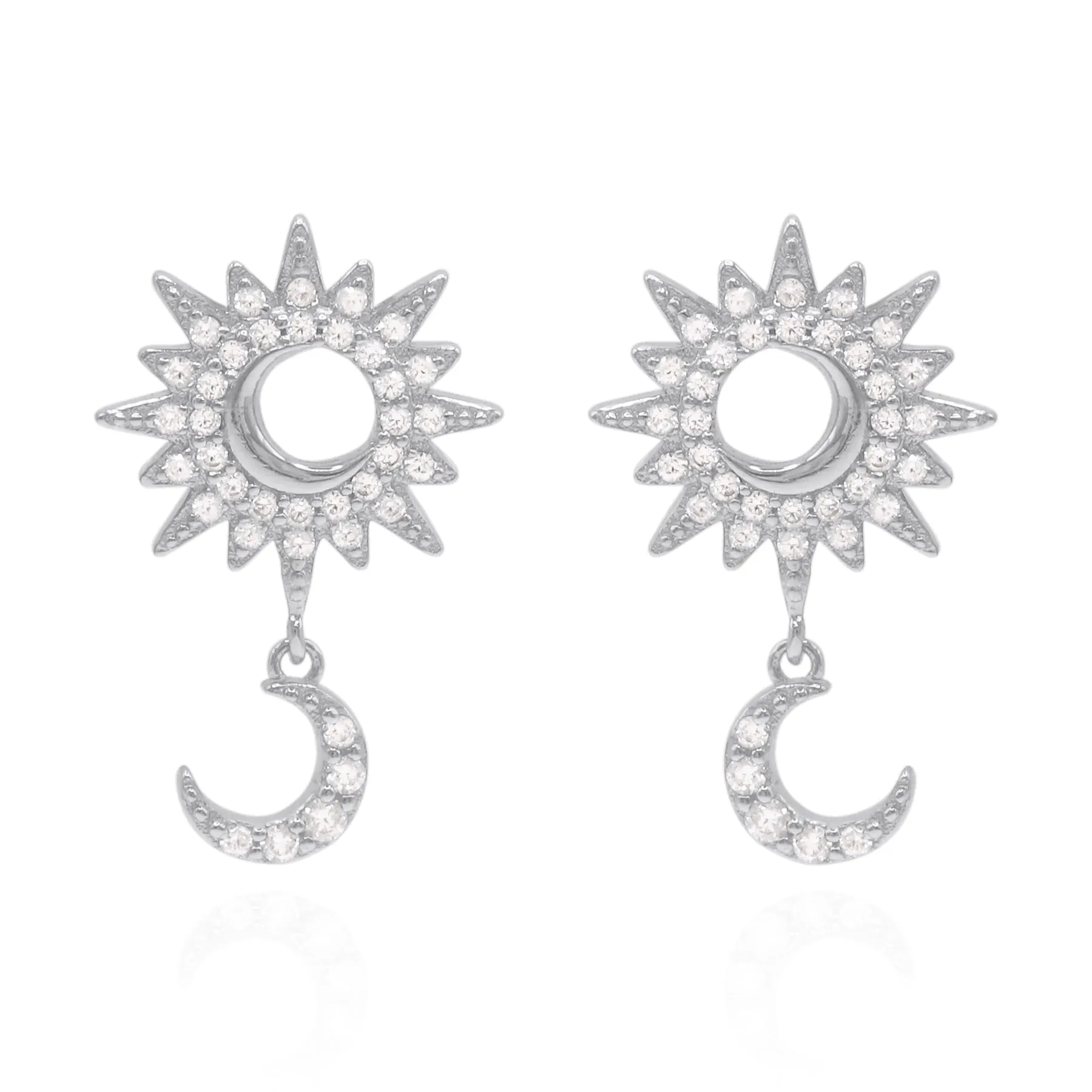 Athena Star & Moon Drop Earrings | 925 Sterling Silver