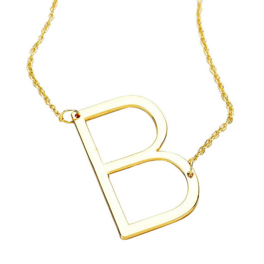 B Monogram Metal Pendant Necklace