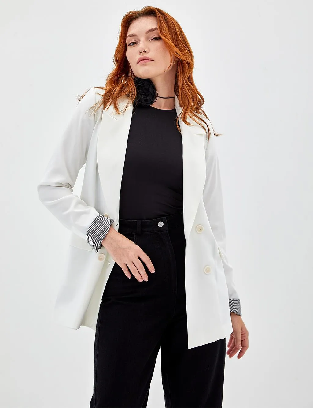 Basic Blazer Jacket Ecru