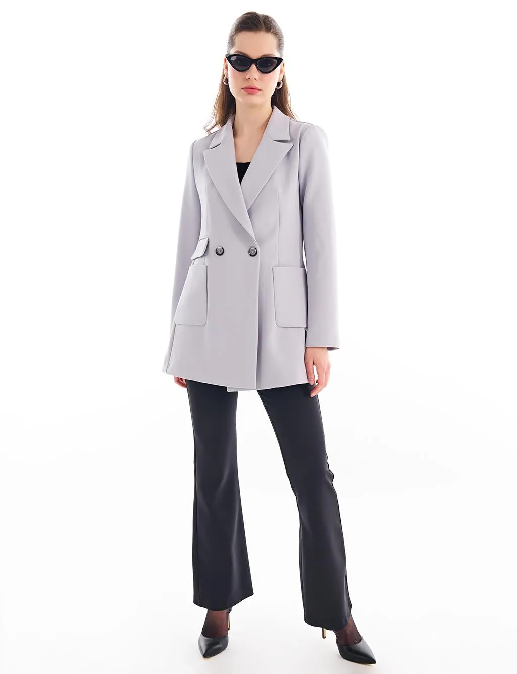 Basic Blazer Jacket Gray