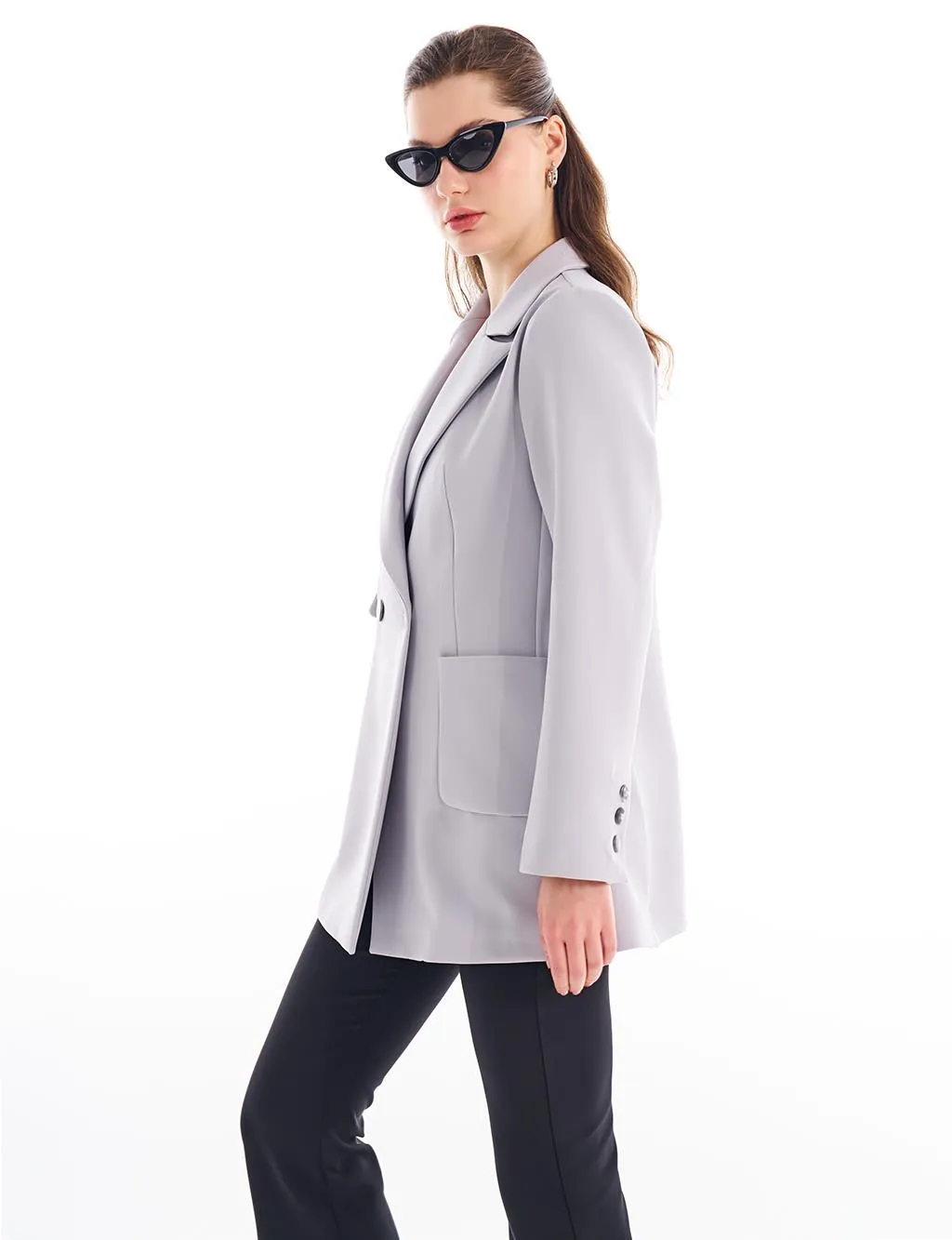 Basic Blazer Jacket Gray