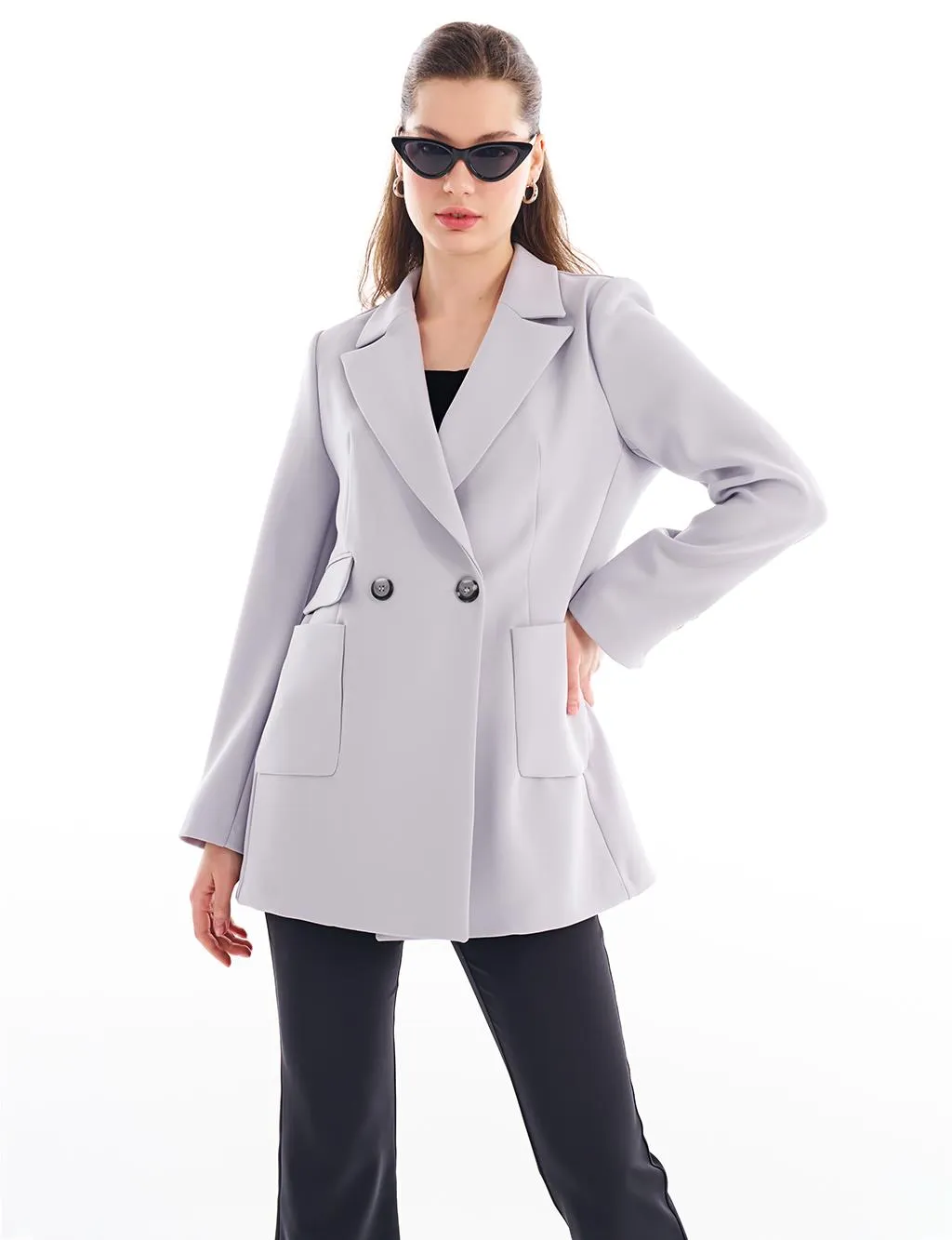 Basic Blazer Jacket Gray