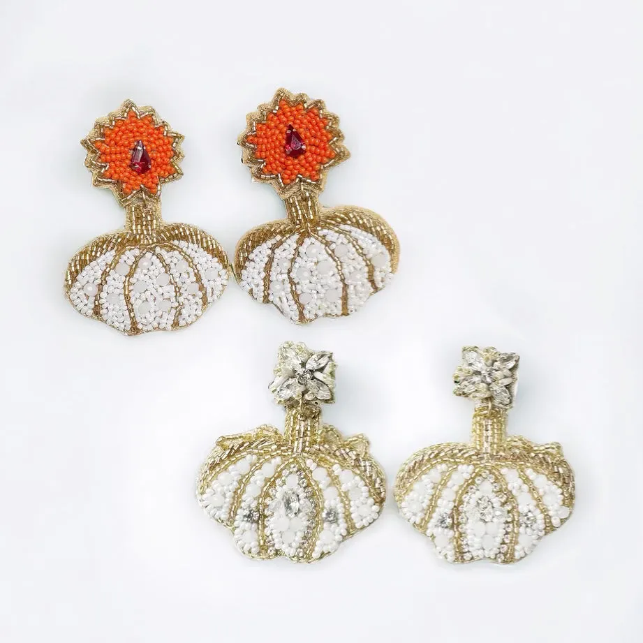 Beaded Pumpkin Earrings