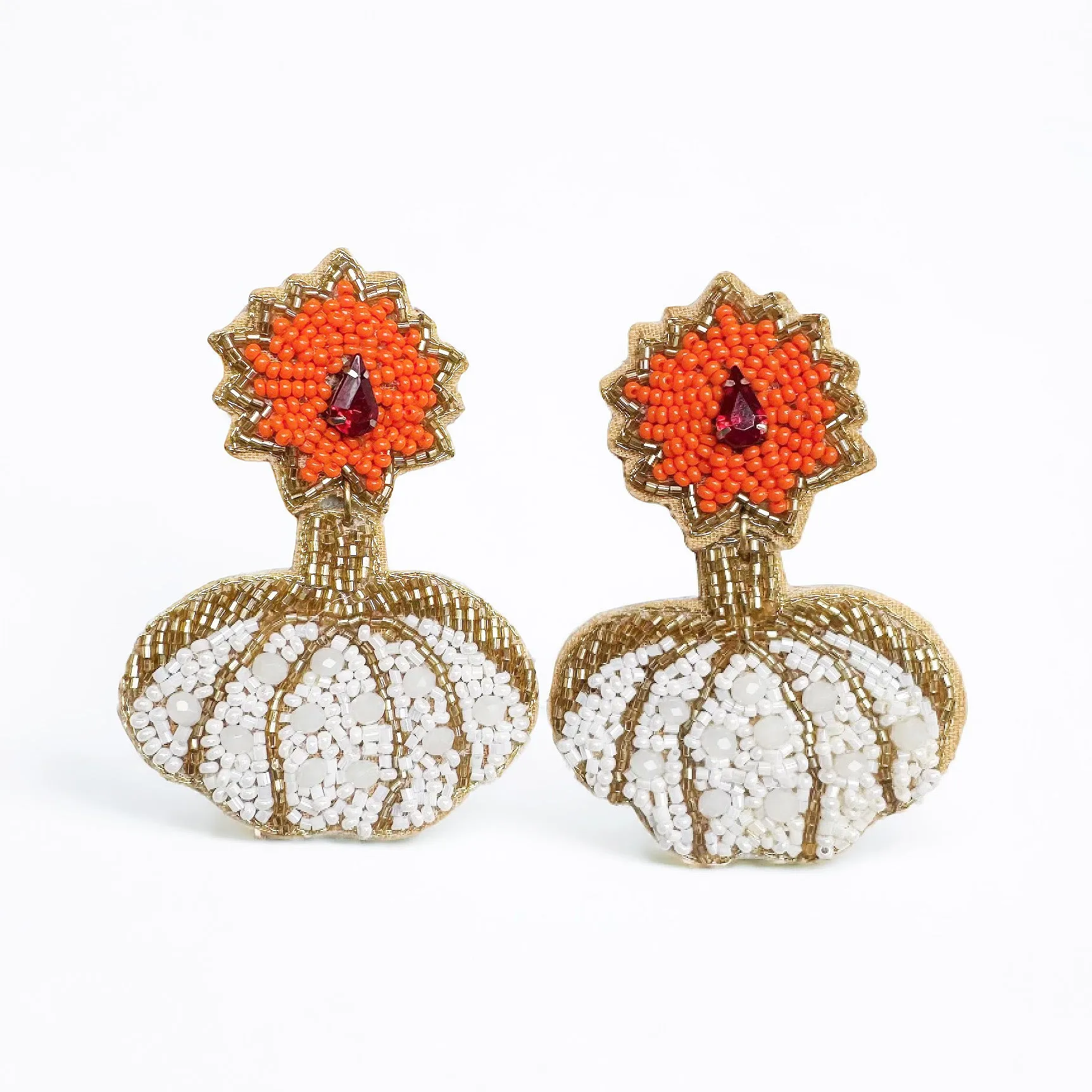 Beaded Pumpkin Earrings