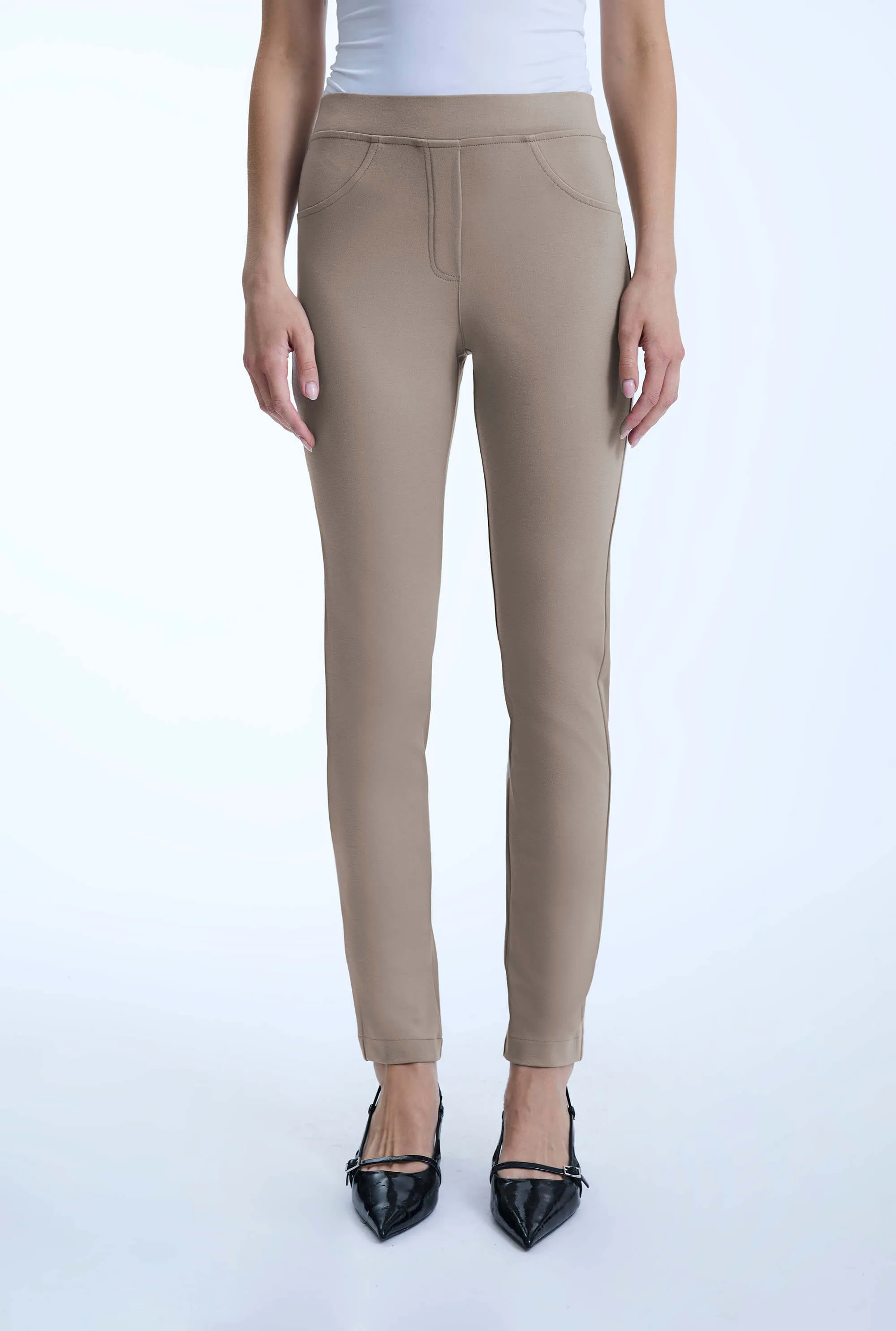 Beige Cigarette Trousers