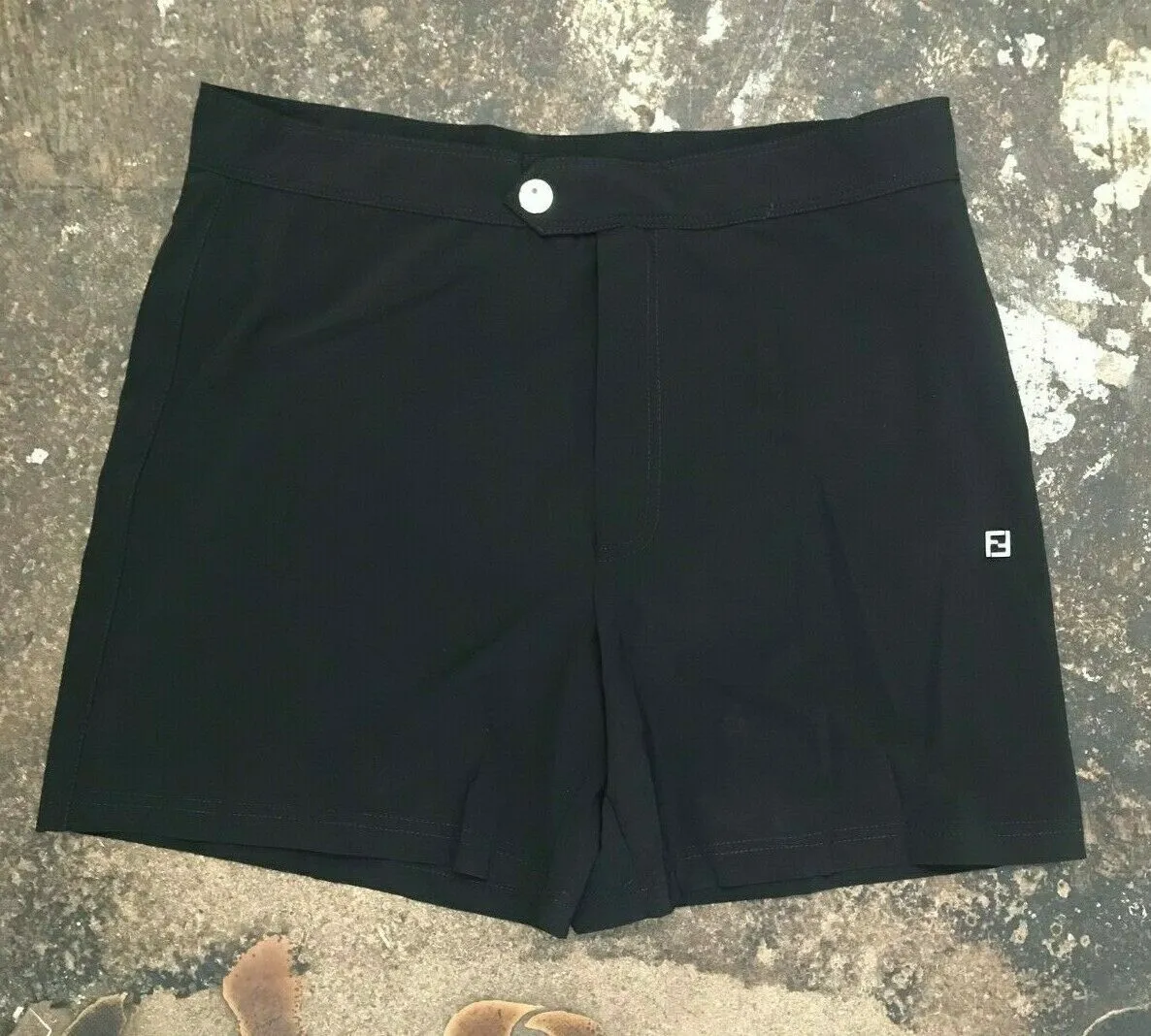 Black Clip Button Swim Shorts