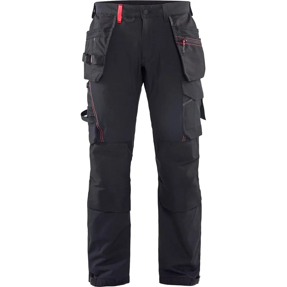 Blaklader 1522 Craftsmen 4-Way Stretch Trousers with Holster Pockets Black / Red