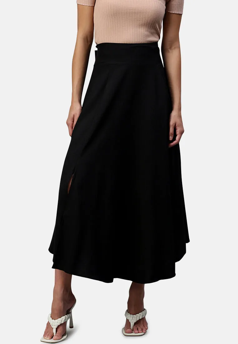 Bow Detail Slit Long Skirt