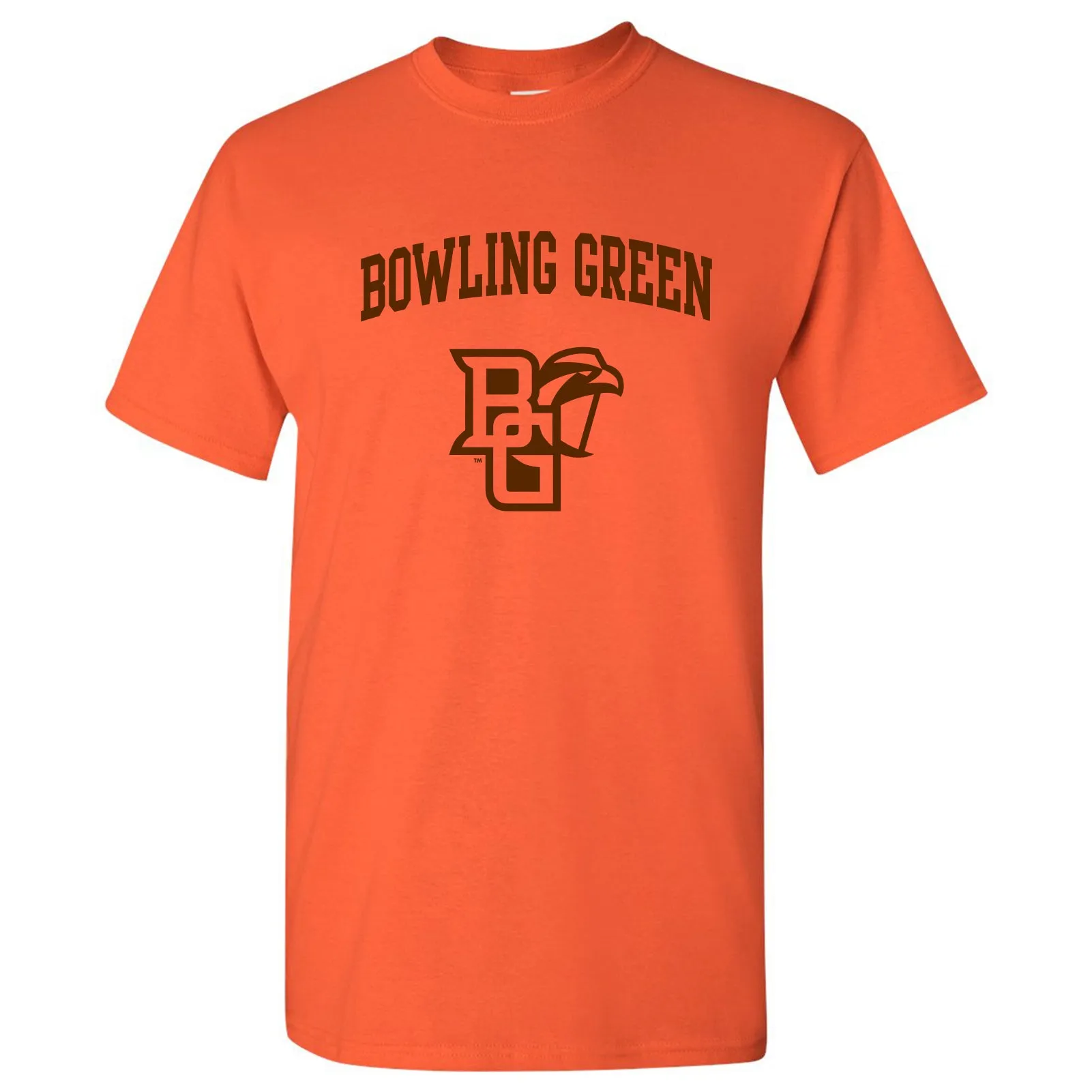 Bowling Green State University Falcons Arch Logo Basic Cotton Short Sleeve T Shirt - Orange