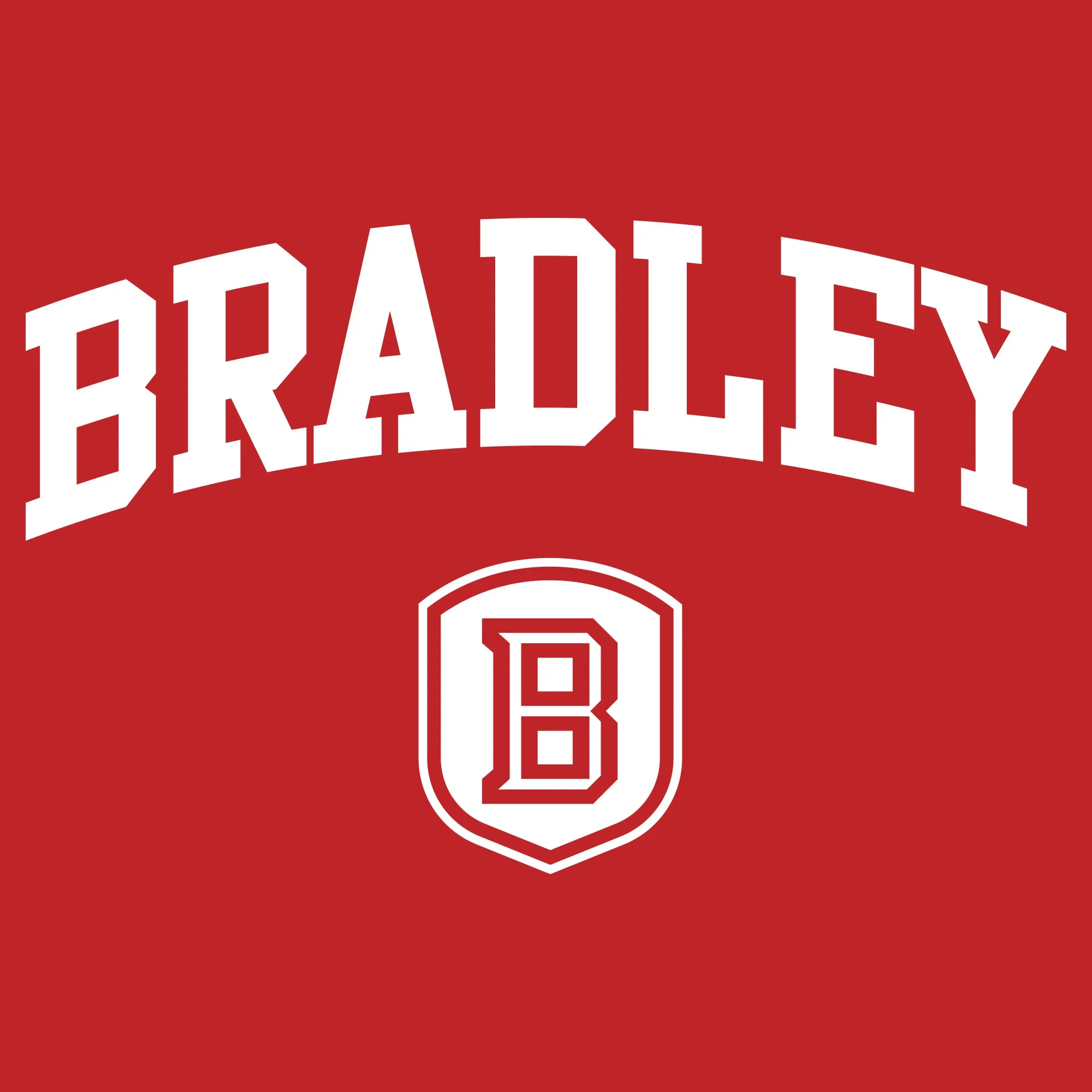 Bradley University Braves Arch Logo Basic Cotton Long Sleeve T Shirt - Red