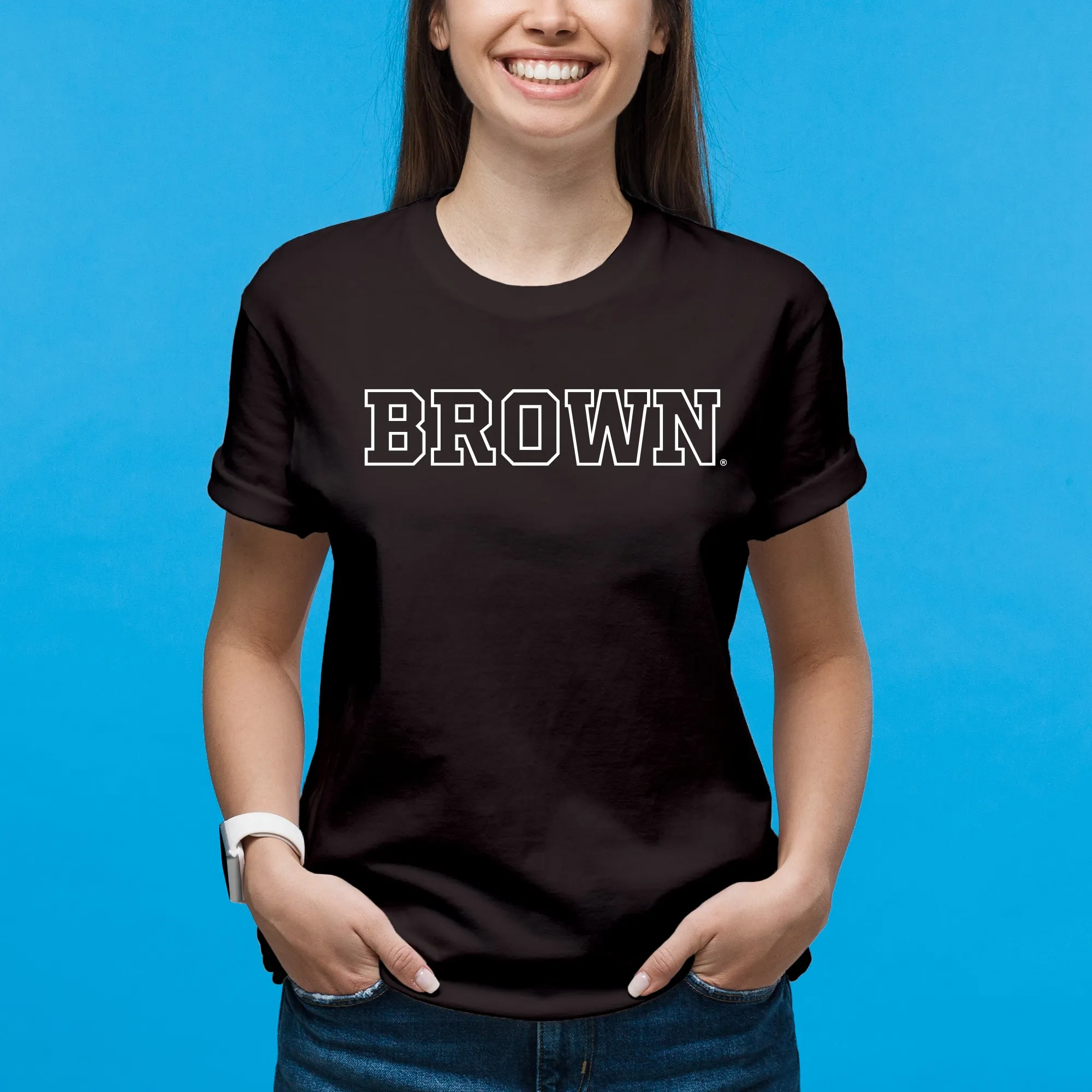 Brown University Bears Basic Block Short Sleeve T Shirt - Dark Chocolate