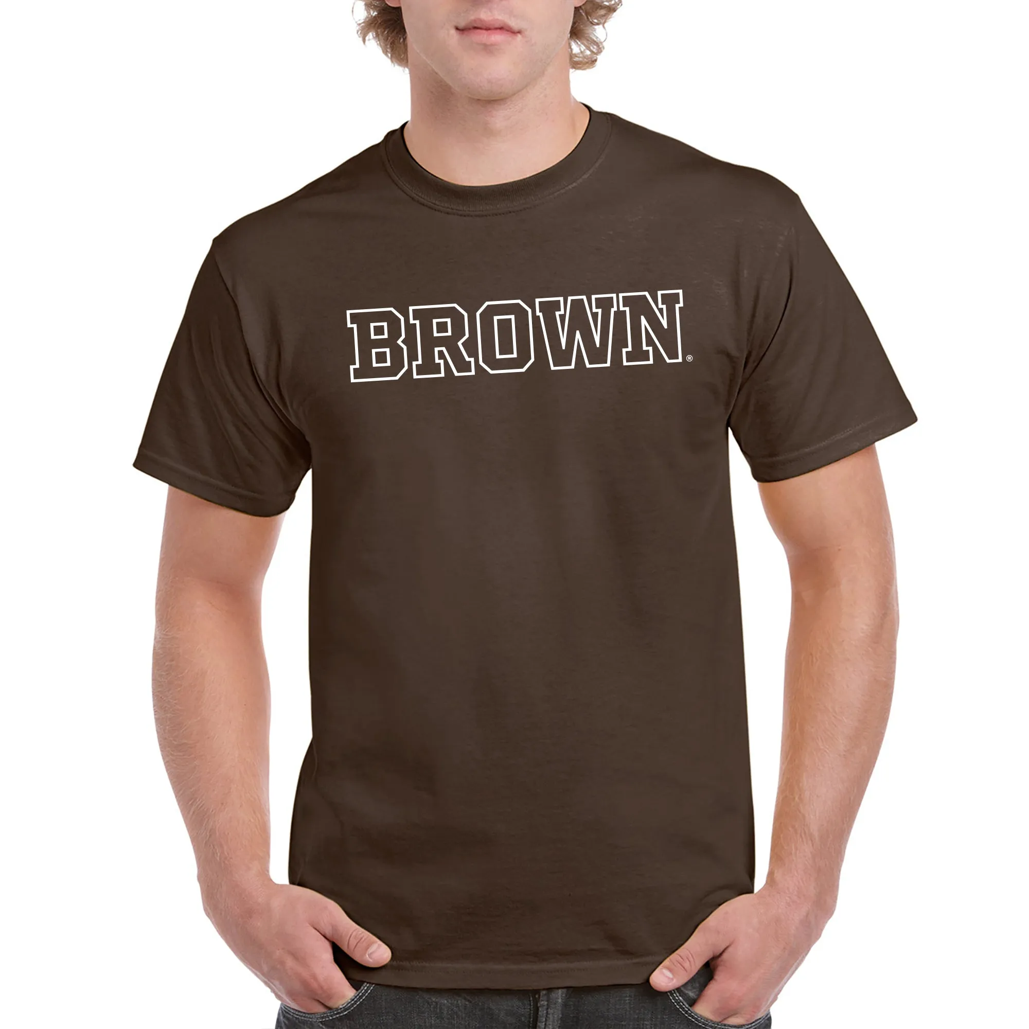 Brown University Bears Basic Block Short Sleeve T Shirt - Dark Chocolate