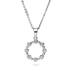 Bubble Open Circle CZ Necklace in Sterling Silver