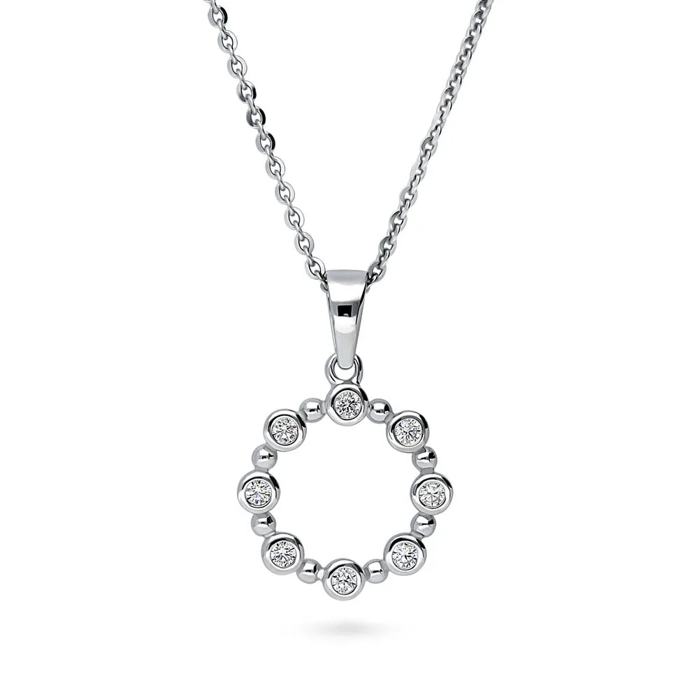 Bubble Open Circle CZ Necklace in Sterling Silver