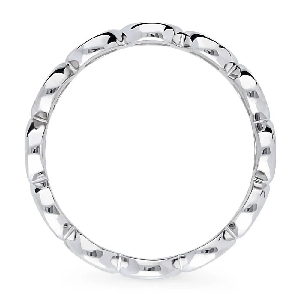 Bubble Open Circle Stackable Band in Sterling Silver