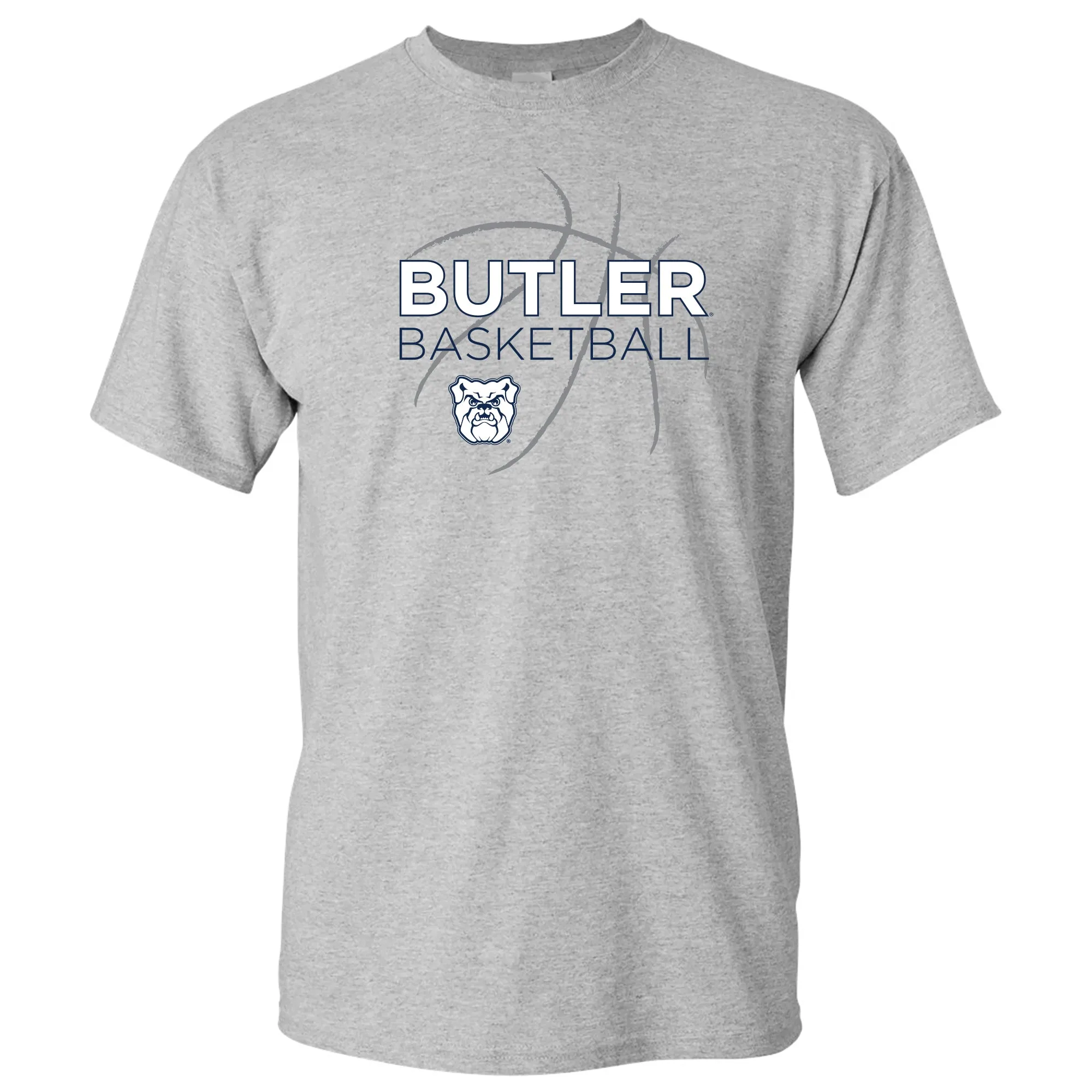 Butler University Bulldogs Basketball Sketch Basic Cotton Short Sleeve T Shirt - Sport Grey