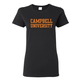 Campbell University Fighting Camels Basic Block Cotton Women's Short Sleeve T-Shirt - Black