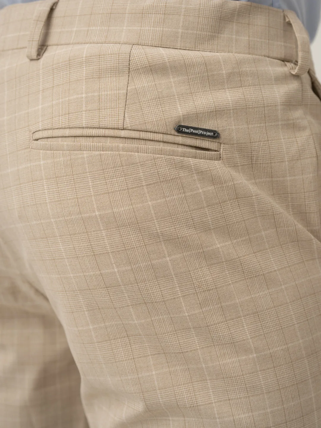 Canvas Beige Checks Formal Pants