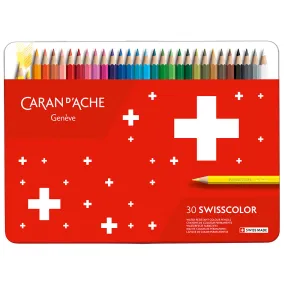 Caran d'Ache Swisscolor Water-Resistant Colouring Pencils Metal Box of 30