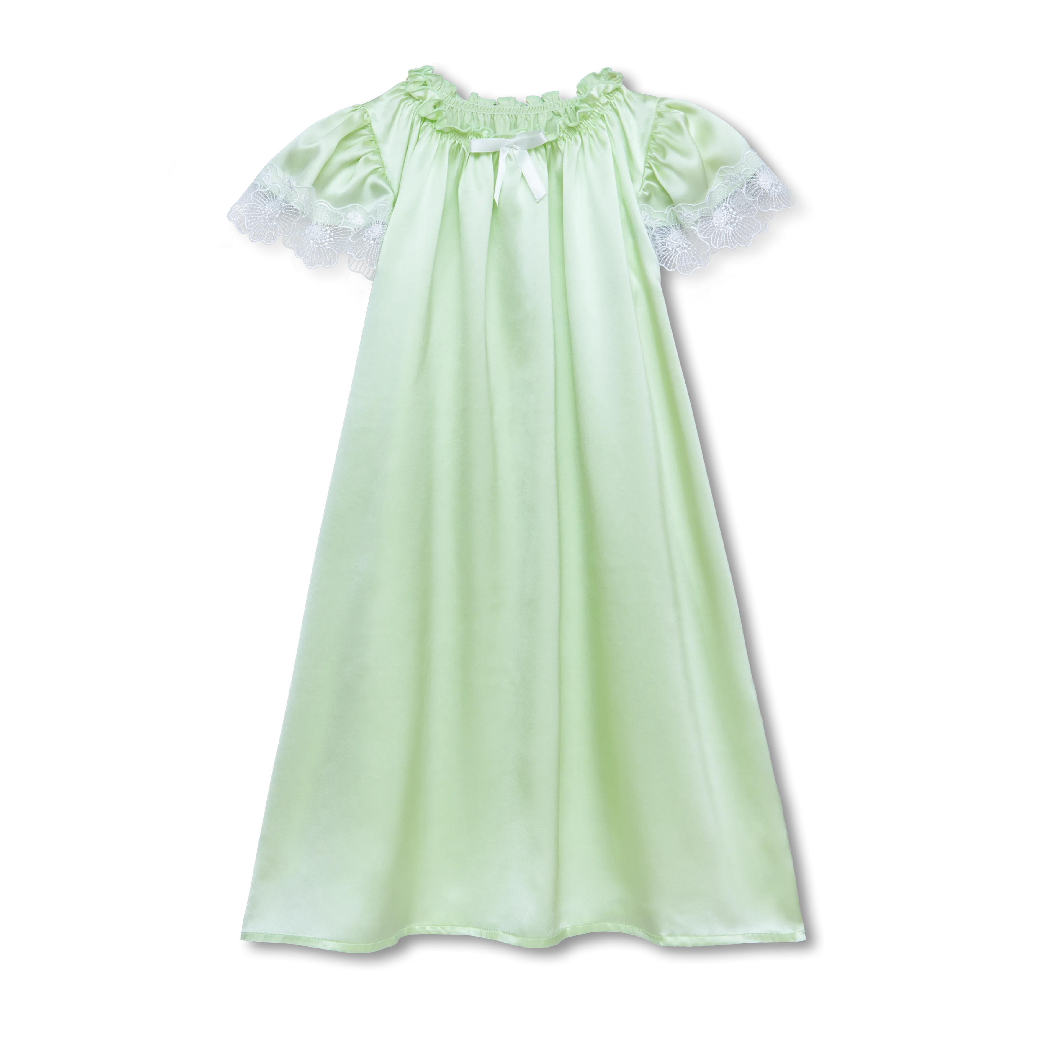 CASSIE - GIRLS SILK NIGHTDRESS LIME GREEN