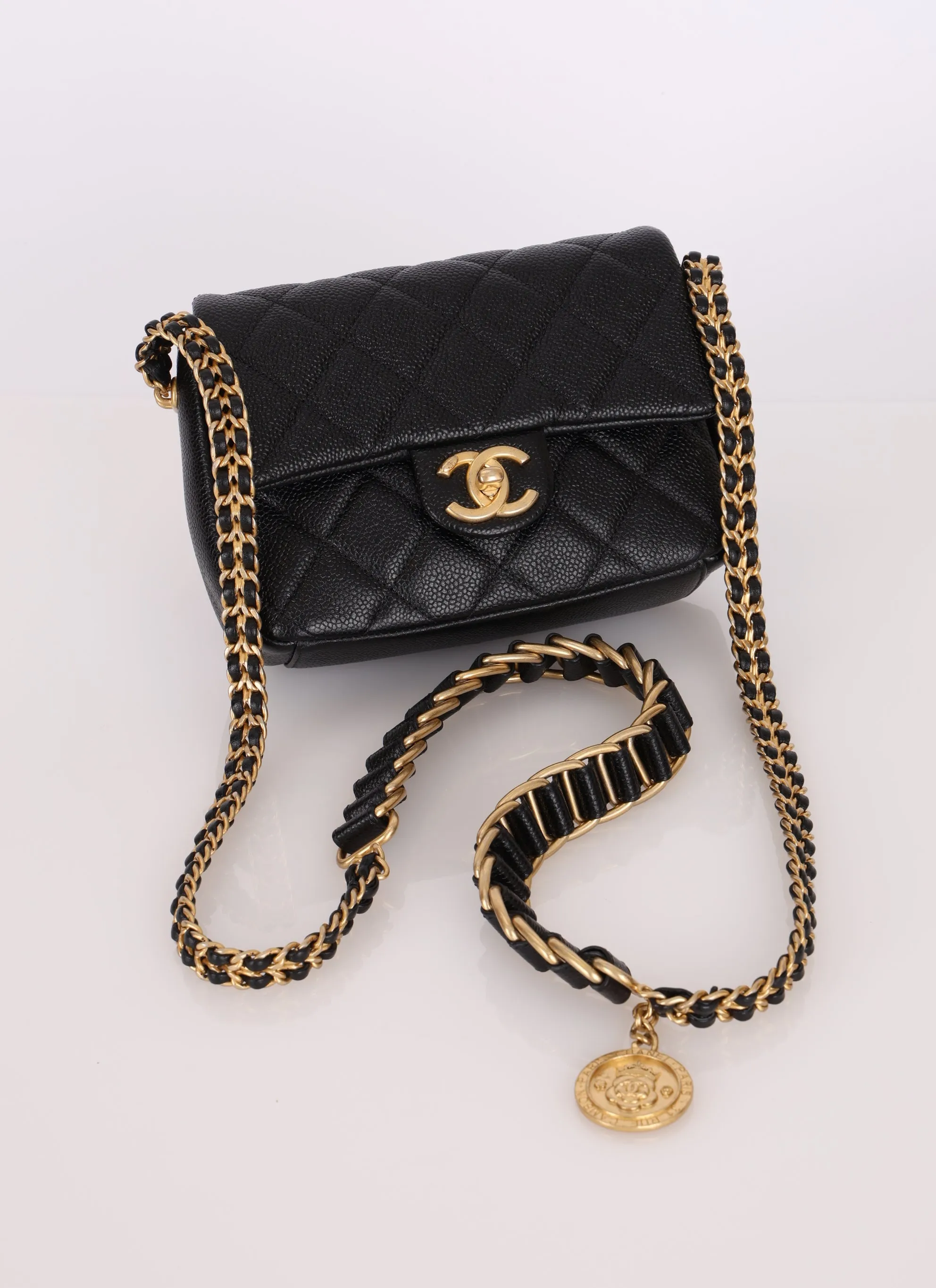 Chanel 2021 Caviar Chain Soul Mini Flap Bag