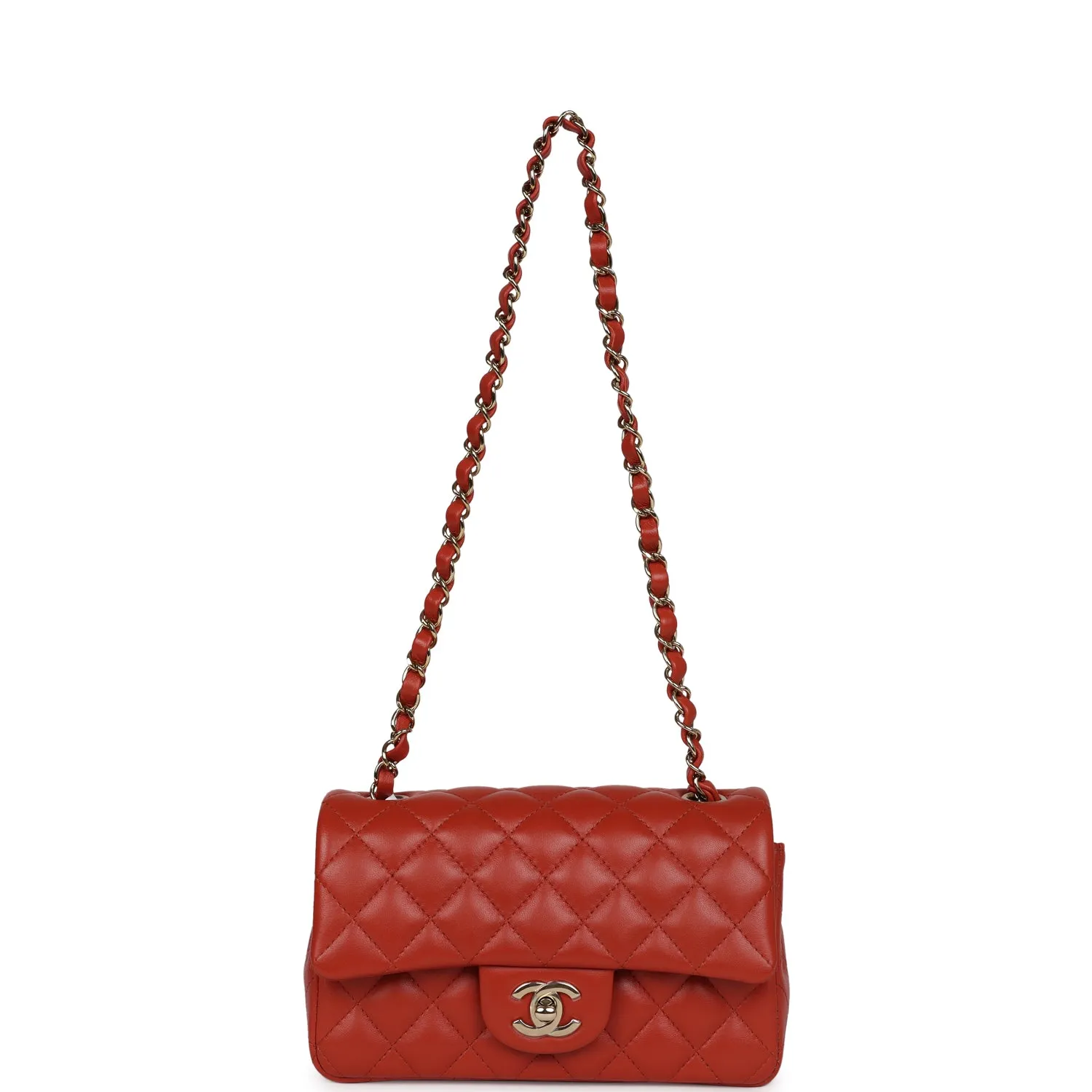 Chanel Mini Classic Rectangular Flap Maroon Lambskin Gold Hardware