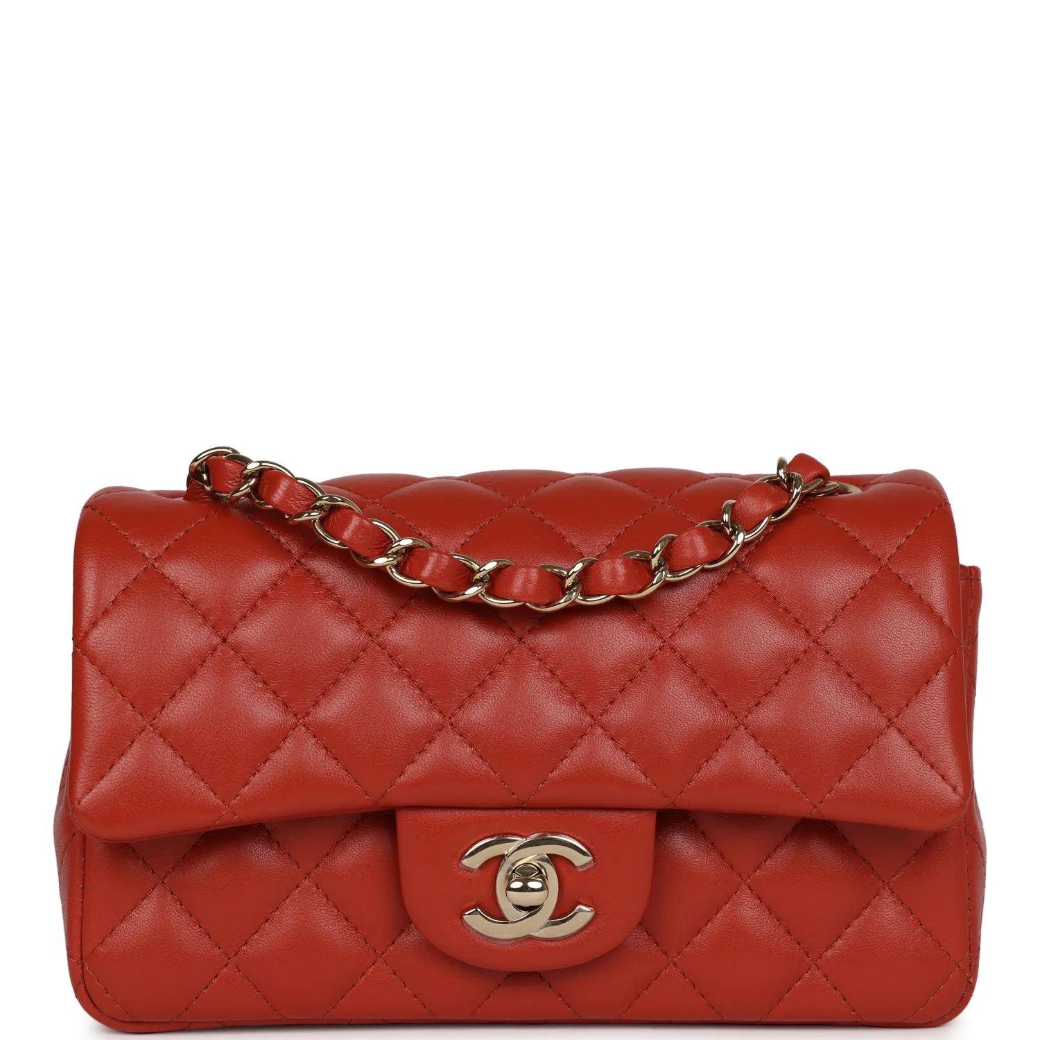 Chanel Mini Classic Rectangular Flap Maroon Lambskin Gold Hardware