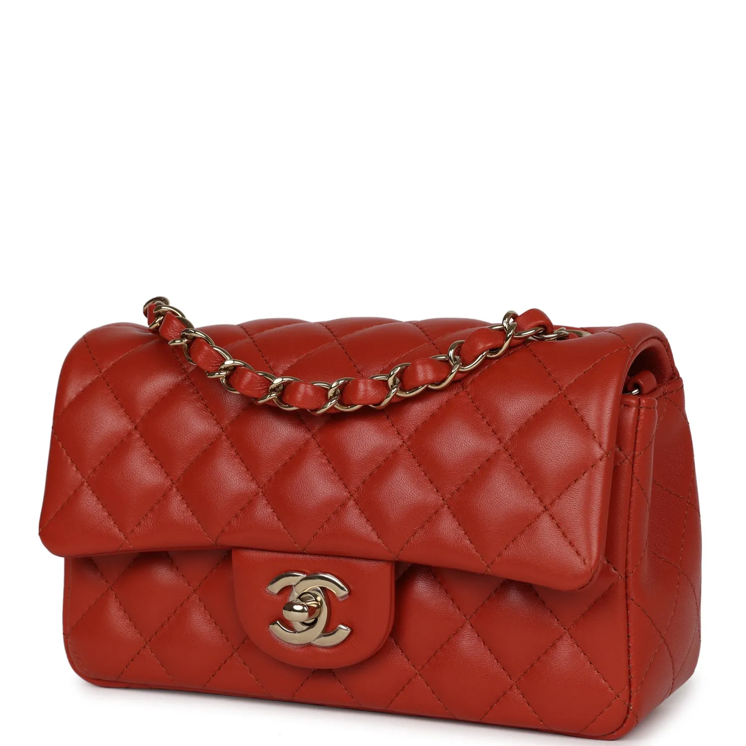 Chanel Mini Classic Rectangular Flap Maroon Lambskin Gold Hardware