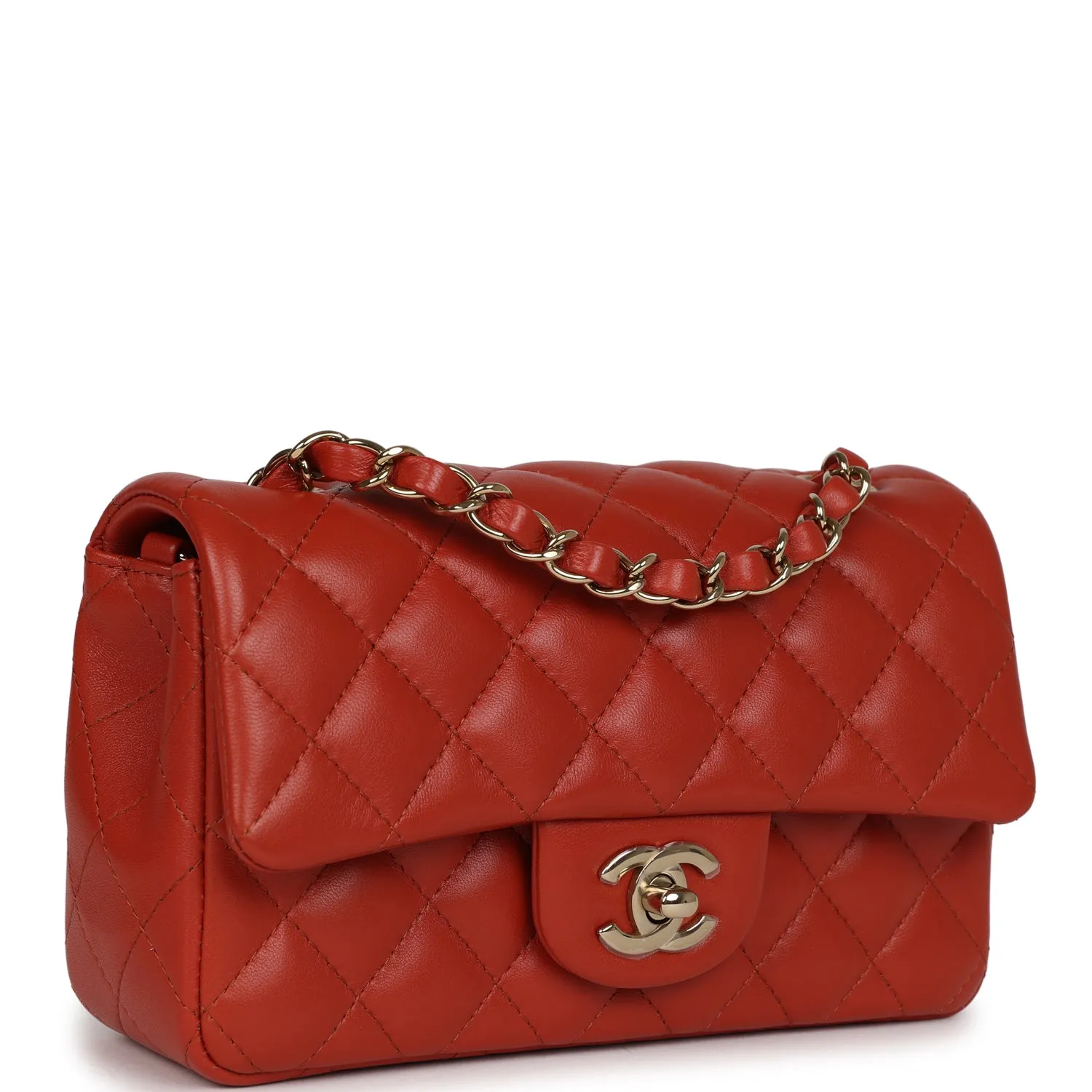 Chanel Mini Classic Rectangular Flap Maroon Lambskin Gold Hardware