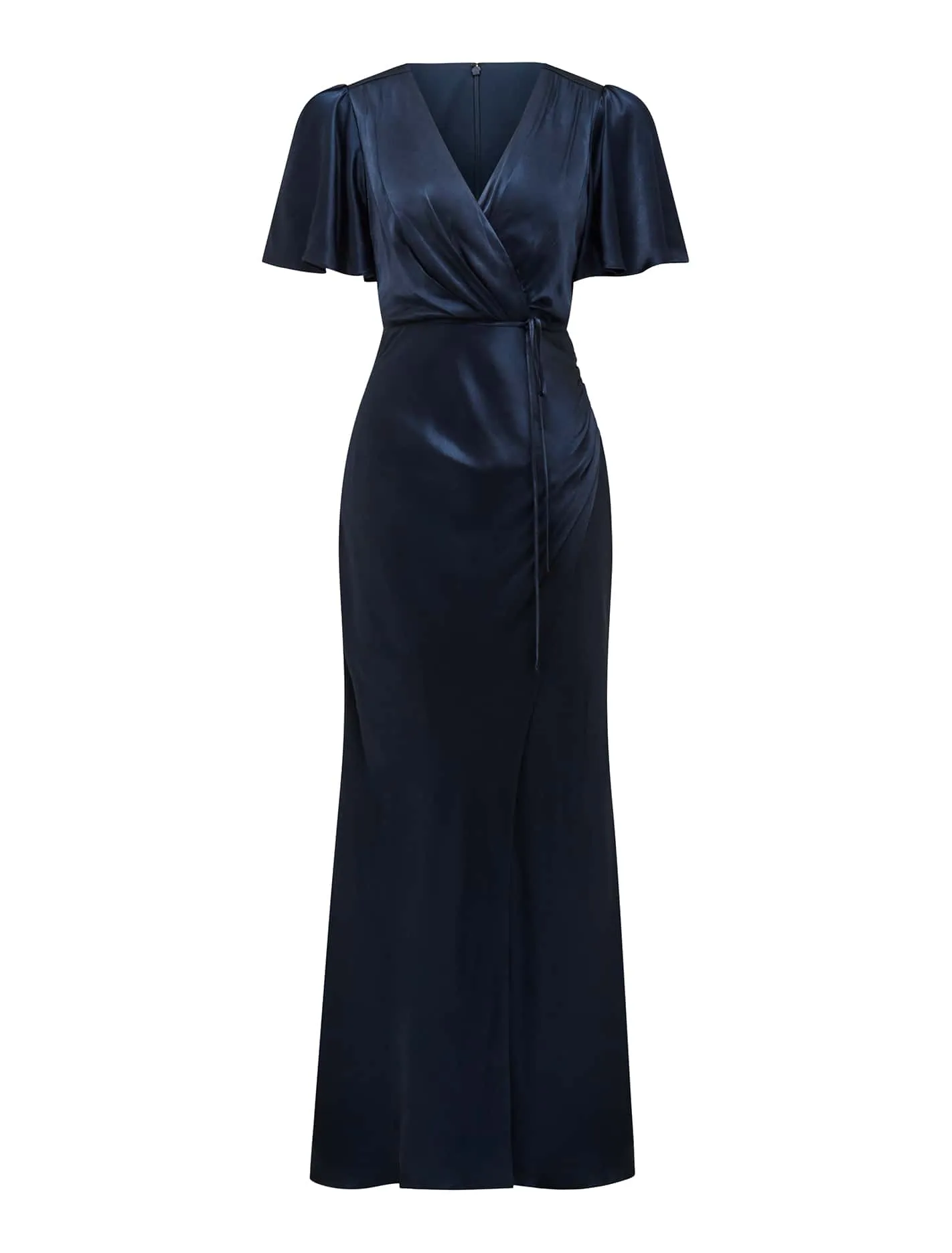 Chelsea Flutter Sleeve Satin Maxi Dress